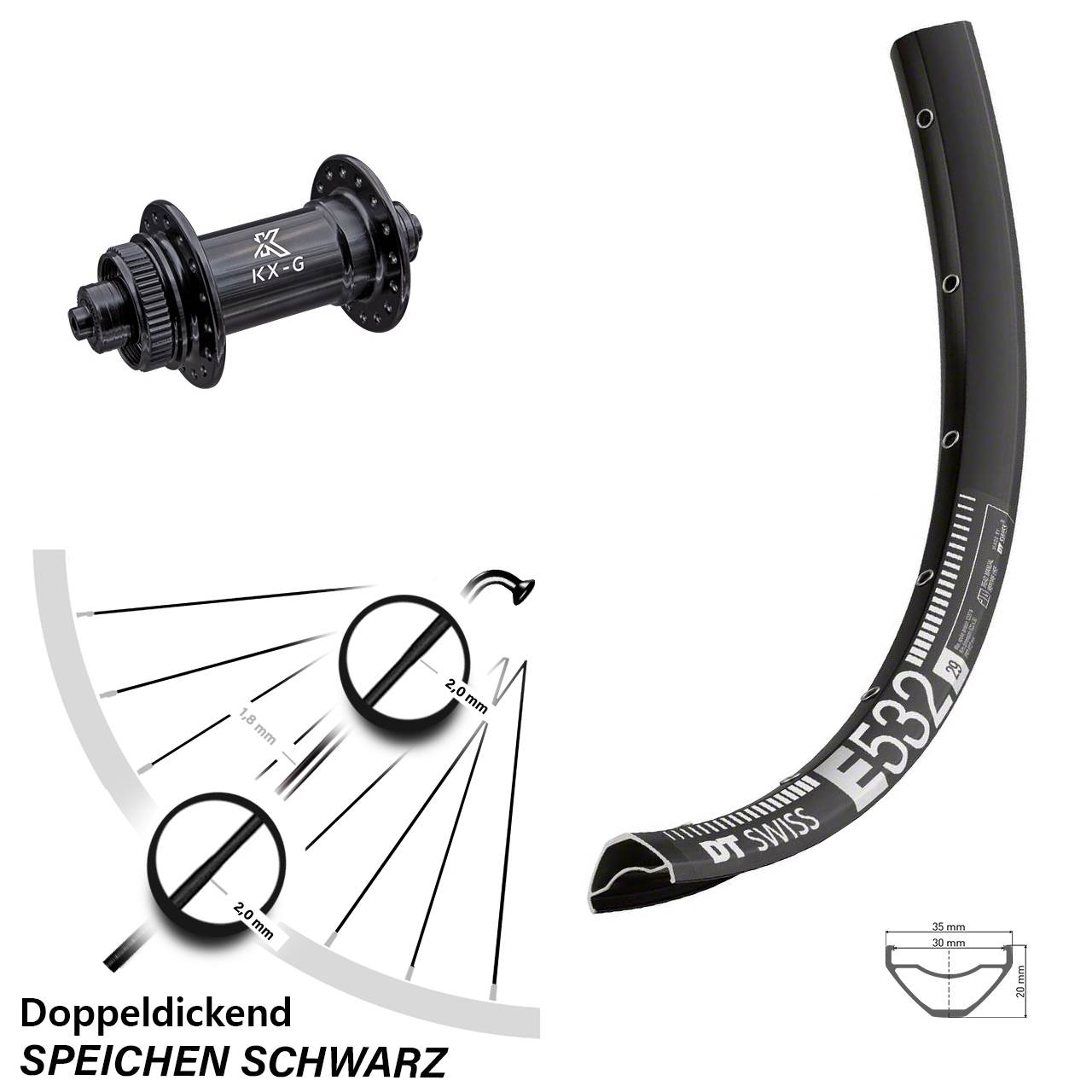 Disc Laufrad 29 Zoll DT Swiss E 532 KX-G QR