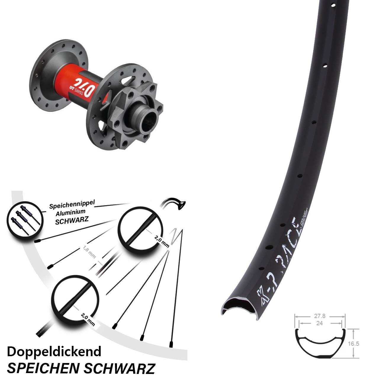 Boost Vorderrad 6-Loch 15x110 28 Zoll KX-R Race DT Swiss 240