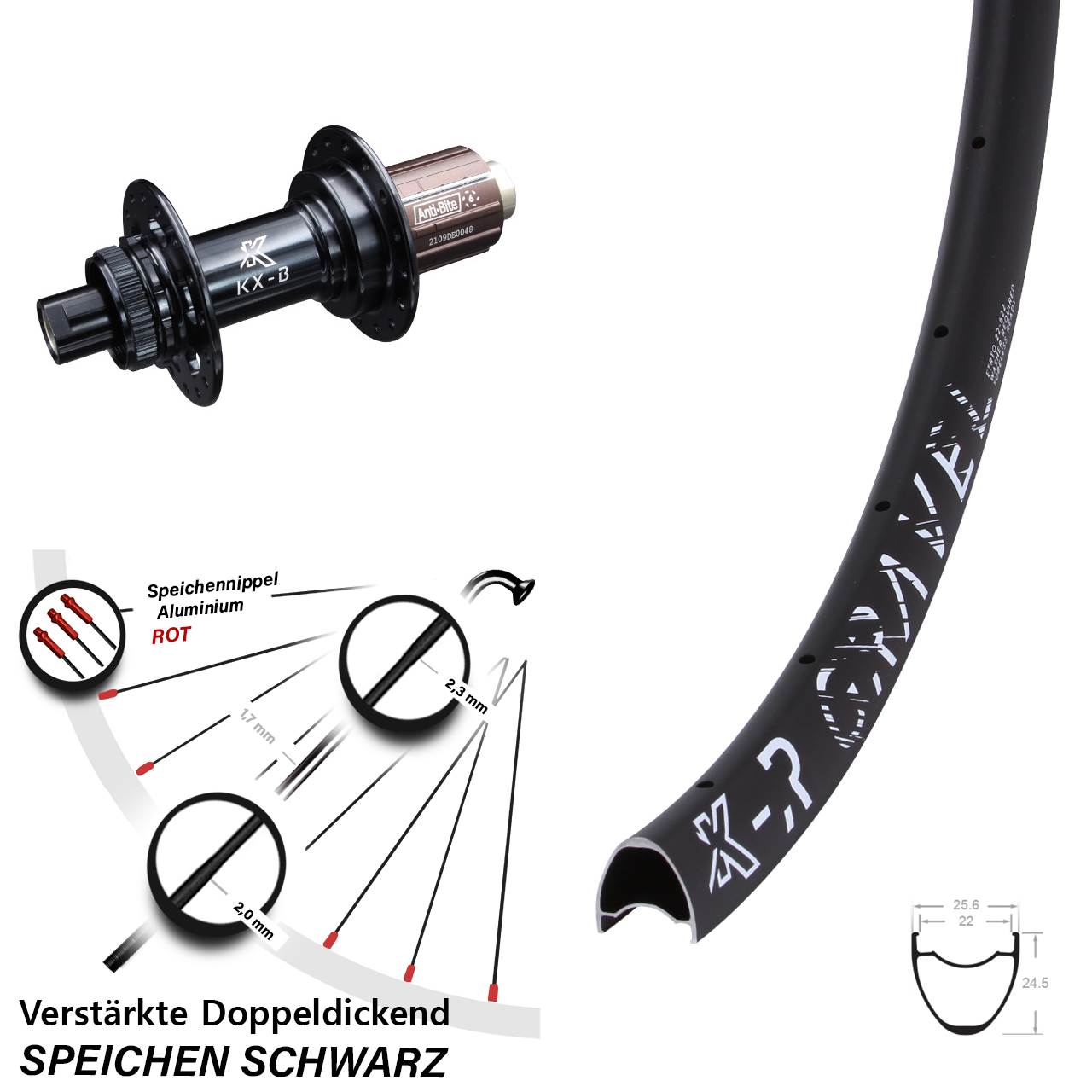 Boost Hinterrad Centerlock 12x148 28 Zoll KX-BR Gravel 8-12 fach