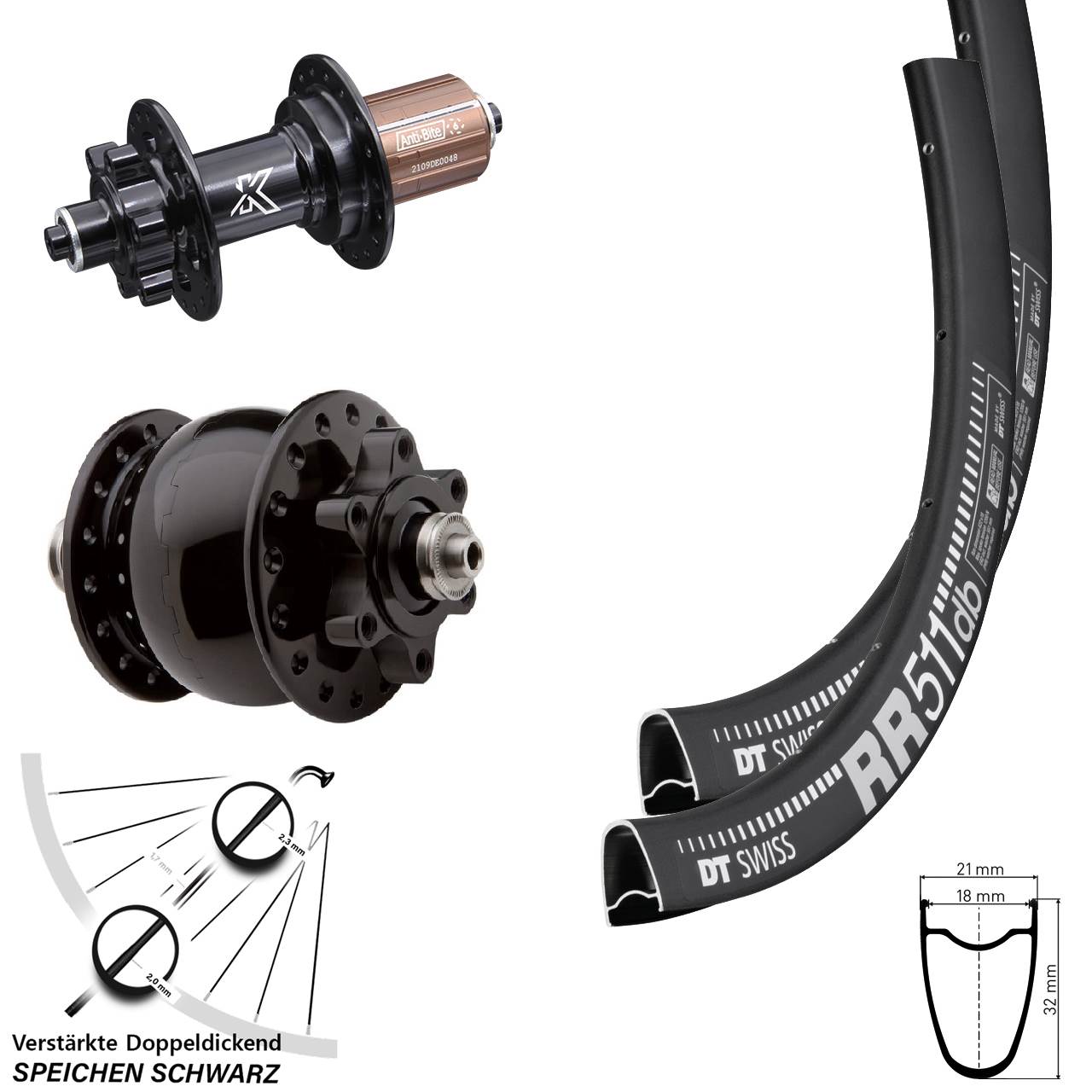 Disc Laufradsatz SON 28 Zoll DT Swiss RR511 KX-M 8-12 fach HG QR