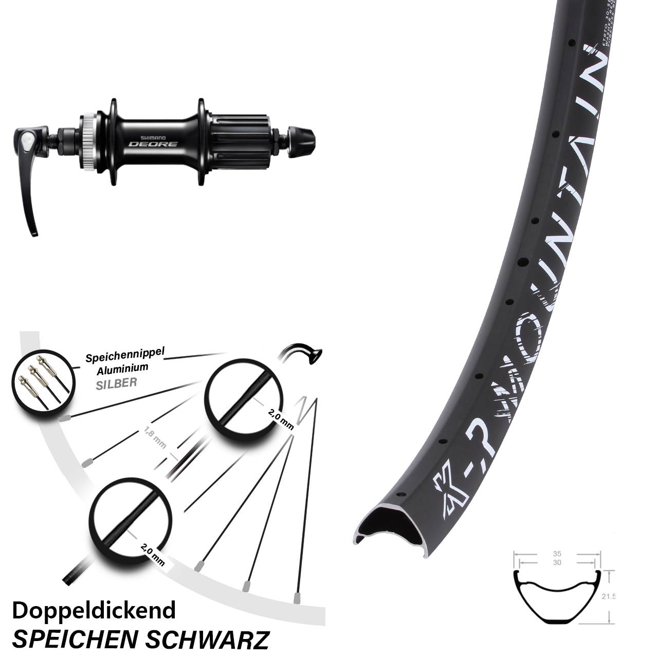 27,5 Zoll KX-R Mountain Shimano FH-M6000 Centerlock Hinterrad für Schnellspanner 8-11 fach
