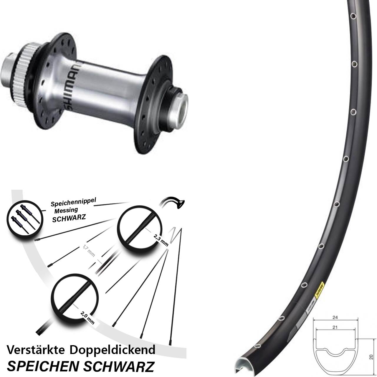 Vorderrad 29 Zoll Mavic XC621 Shimano HB-RS770 silbern