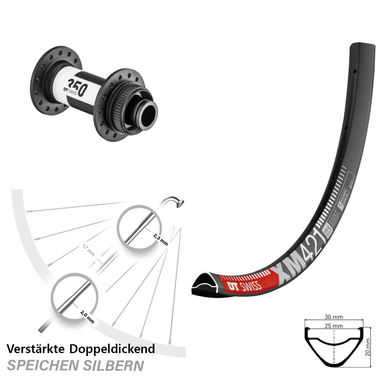 29 Zoll Vorderrad Centerlock 15x100 XM 421 DT Swiss 350