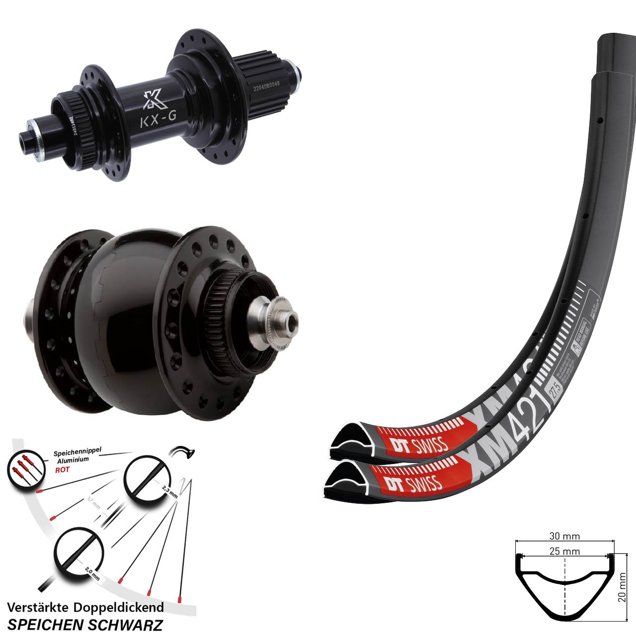 DT Swiss XM421 KX-GS Heavy Duty SON delux 29 Zoll Disc Laufradsatz QR Shimano Micro Spline
