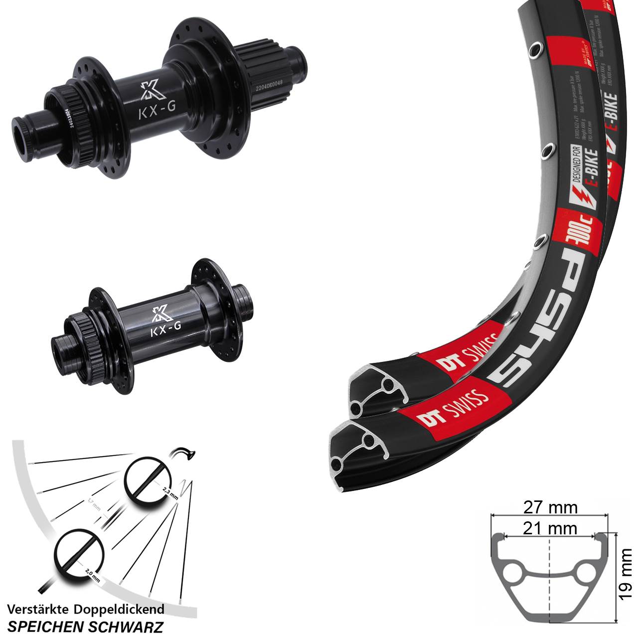 Disc Laufradsatz 29 Zoll DT Swiss 545 KX-GS verstärkt Micro Spline 15x100 12x142