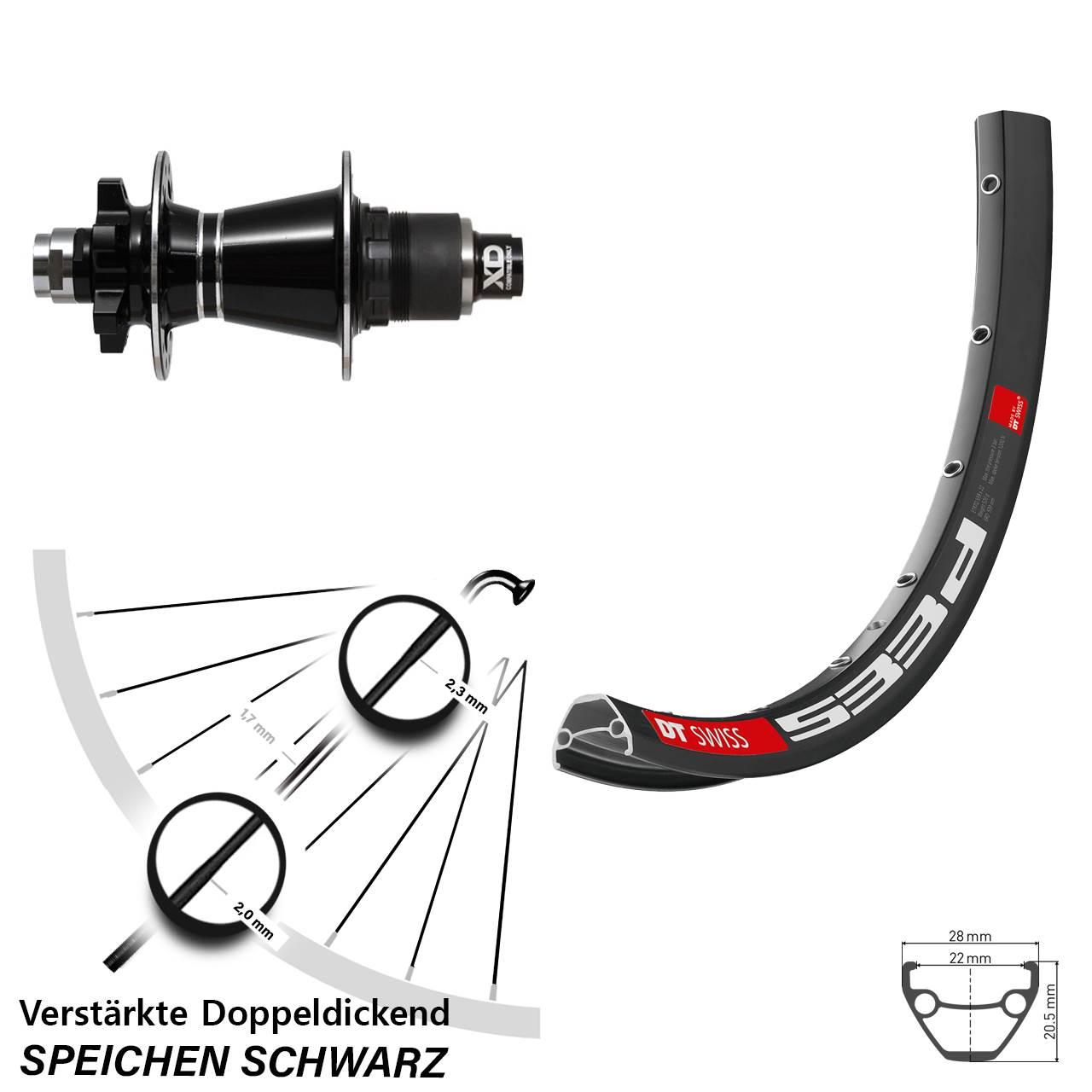 Disc Hinterrad 12x142 29 Zoll DT Swiss 533 D Formula GDC XD