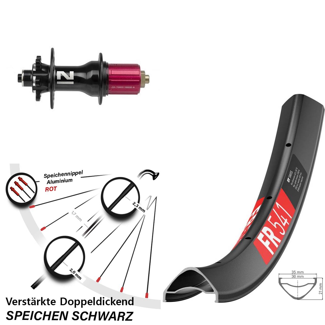 6-Loch Hinterrad 27,5 Zoll DT Swiss FR541 Novatec D792 8-12 fach QR