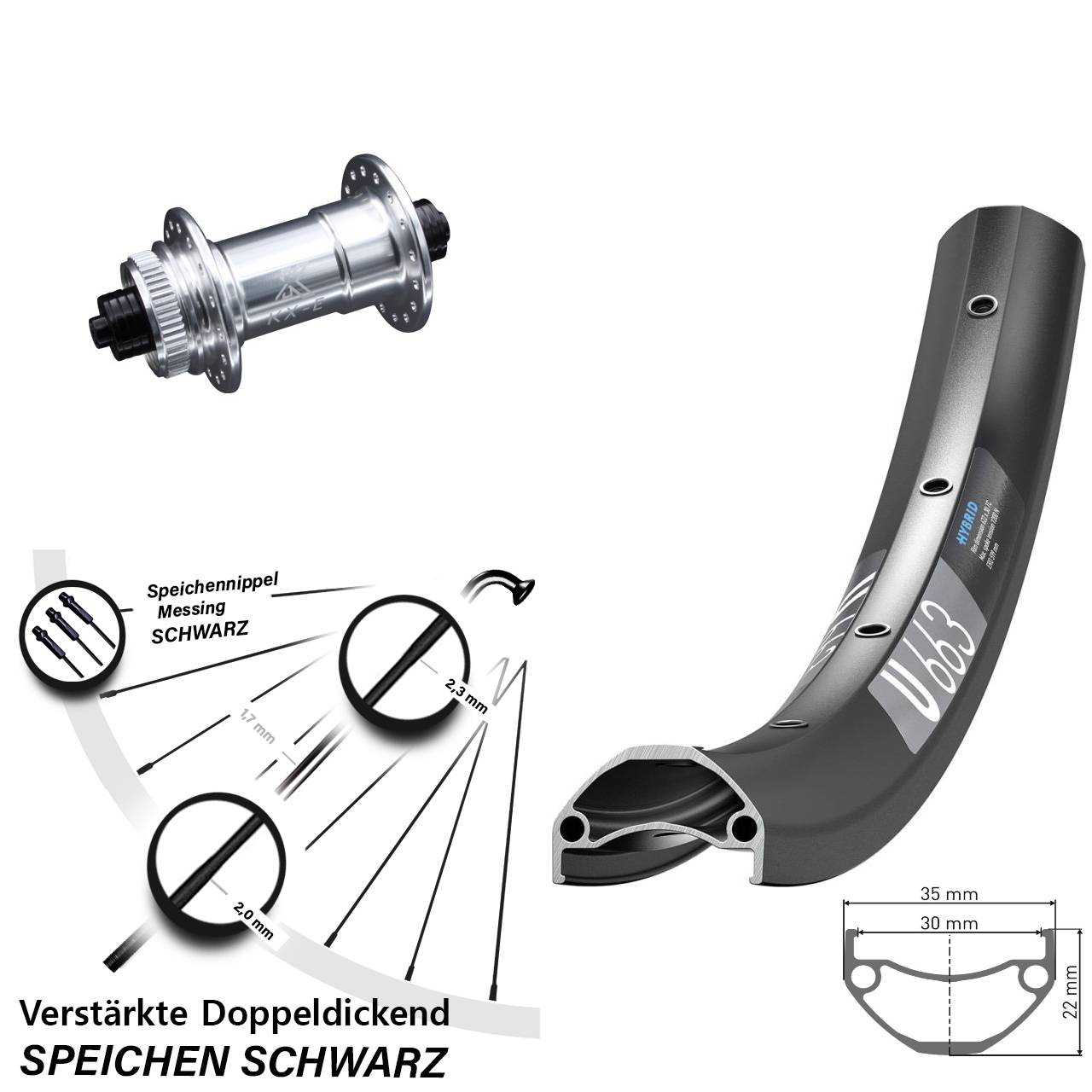 DT Swiss U663 KX-E verstärkt Disc 29 Zoll Vorderrad für Schnellspanner