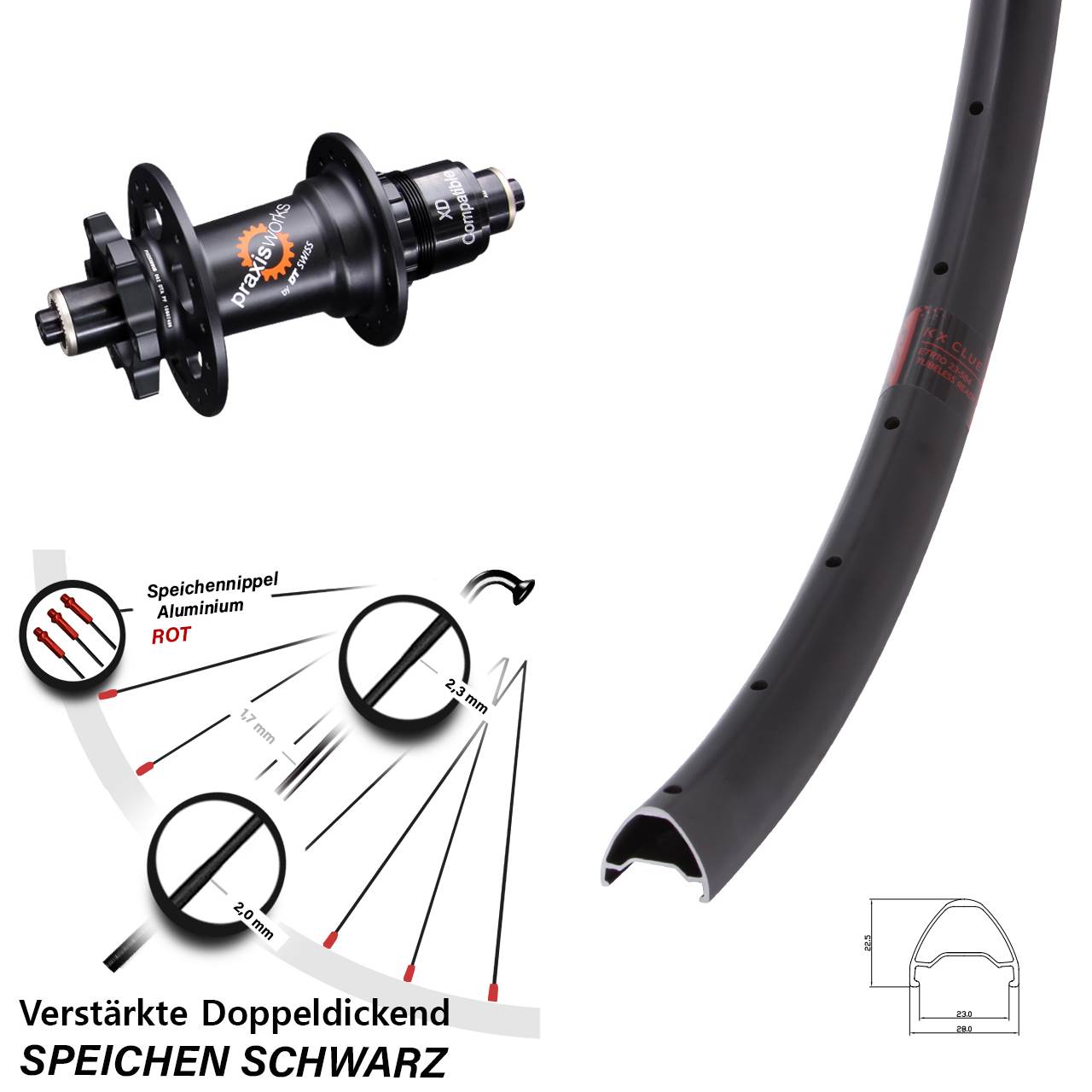 28-29 Zoll KX Clue DT Swiss 350 6-Loch Hinterrad QR XD 11-12 fach