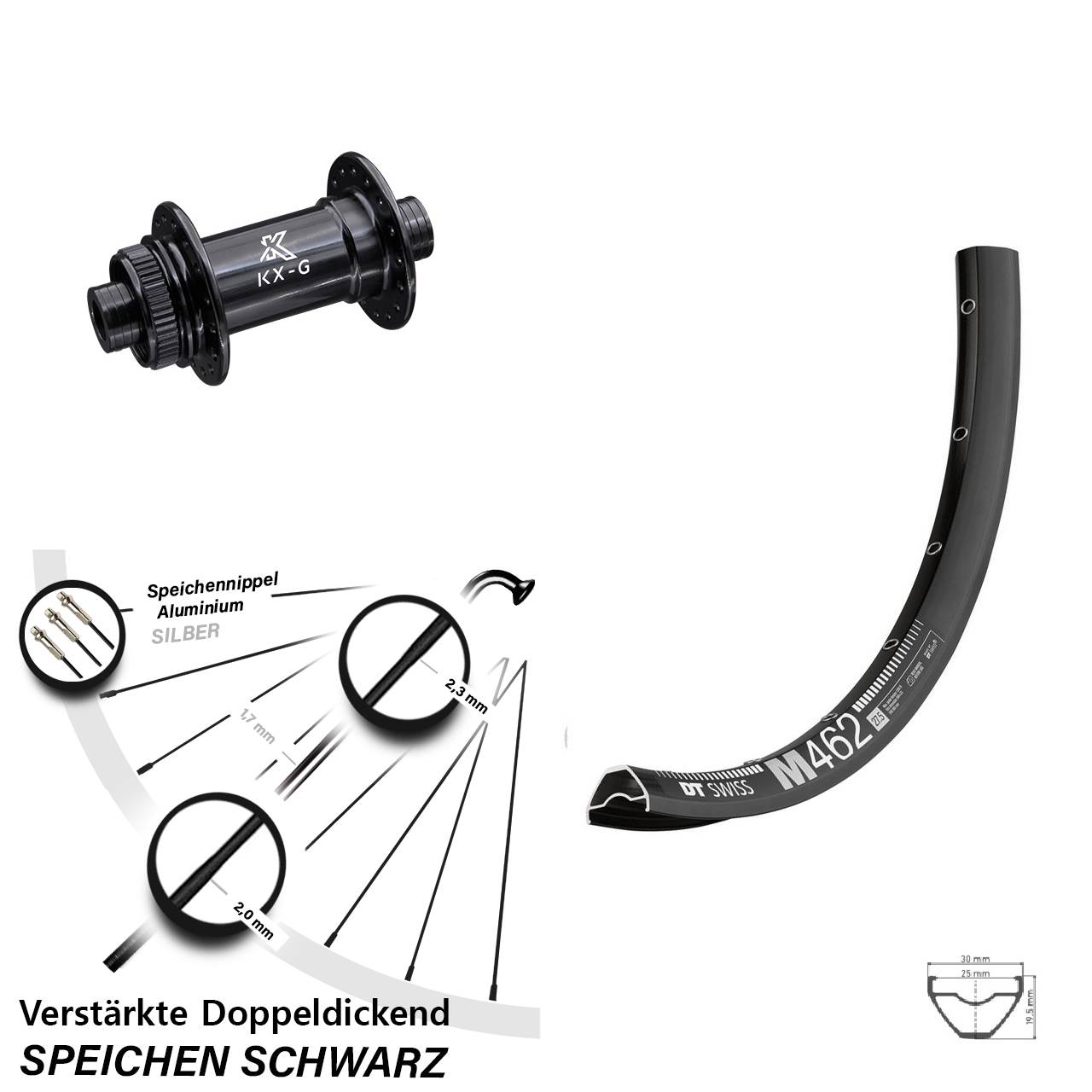 DT Swiss M 462 KX-G 29 Zoll Vorderrad Centerlock 15x100