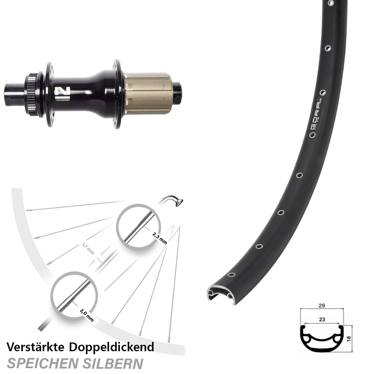 Centerlock Hinterrad 29 Zoll Gora 23 Novatec D792SB 8-12 fach 12x142