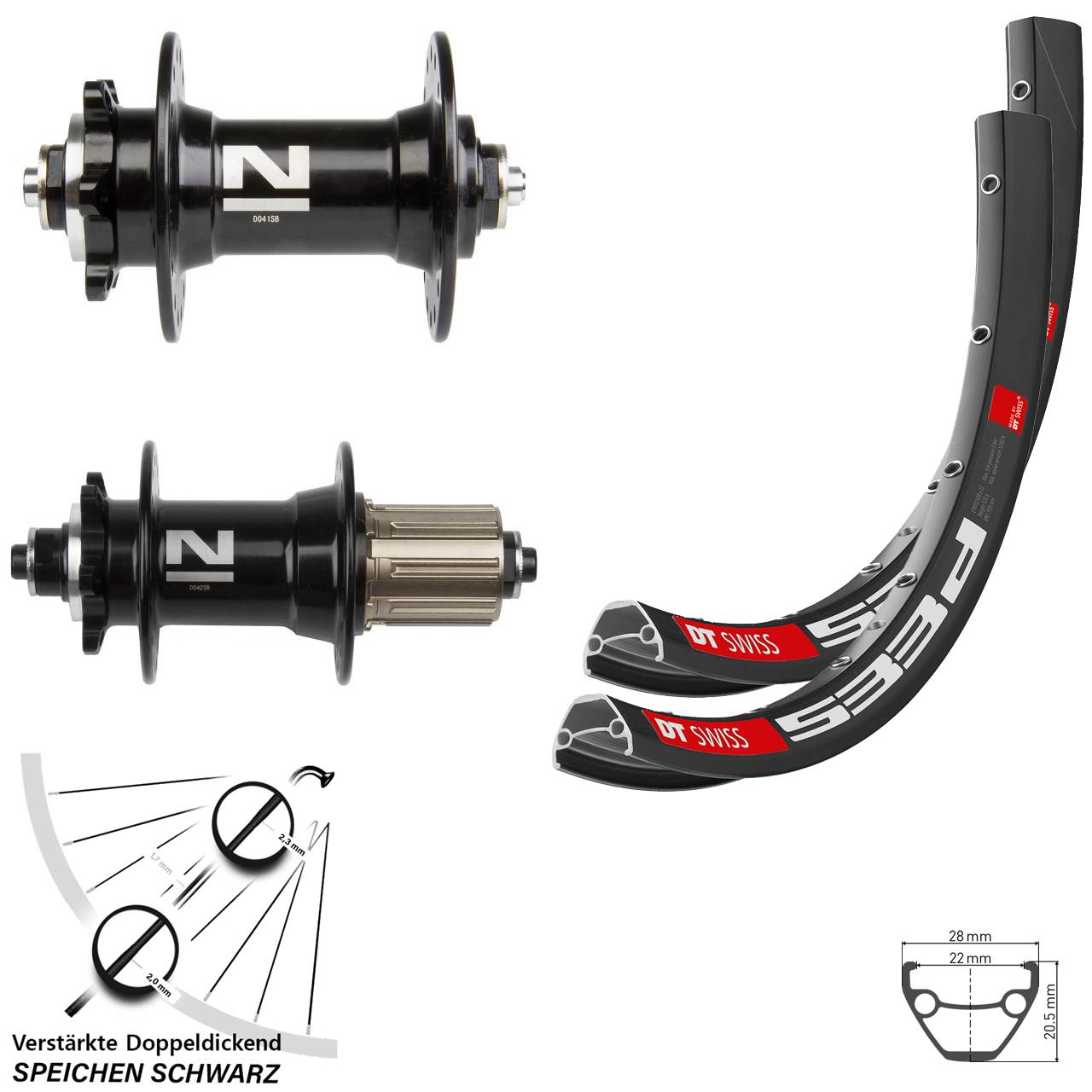 650B DT Swiss 533d Novatec D-041-D-042 SB Laufrad-Satz 6-Loch QR 8-11 fach HG