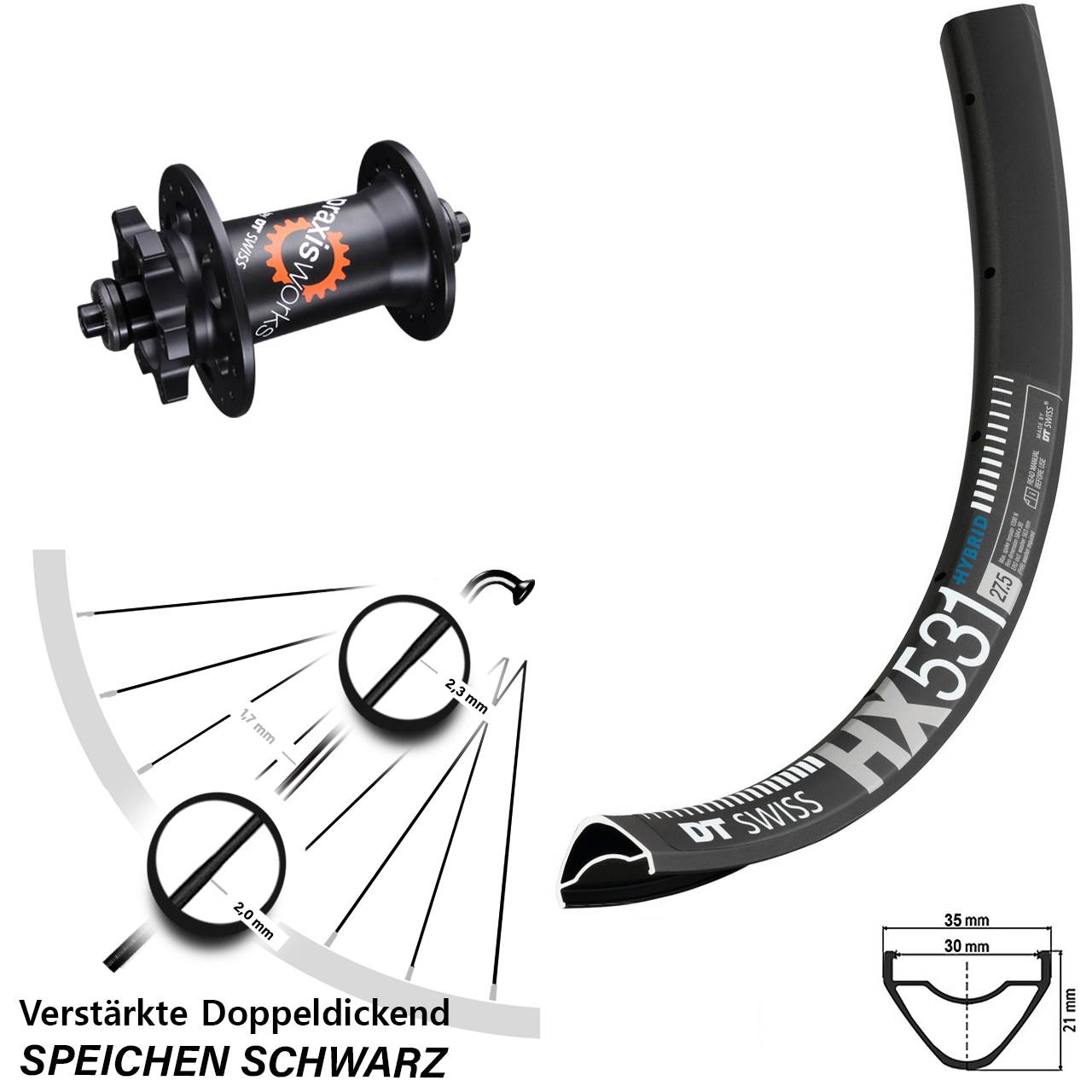Disc Laufrad für Schnellspanner 29 Zoll DT Swiss HX 531 DT Swiss 350