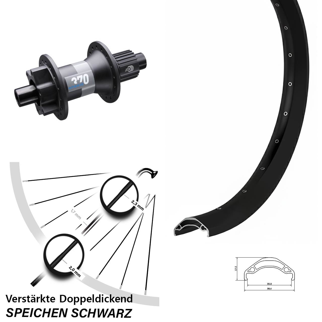 Hinterrad 6-Loch 12x148 29 Zoll Ryde Disc 35 DT Swiss 370 Hybrid Shimano Micro Spline