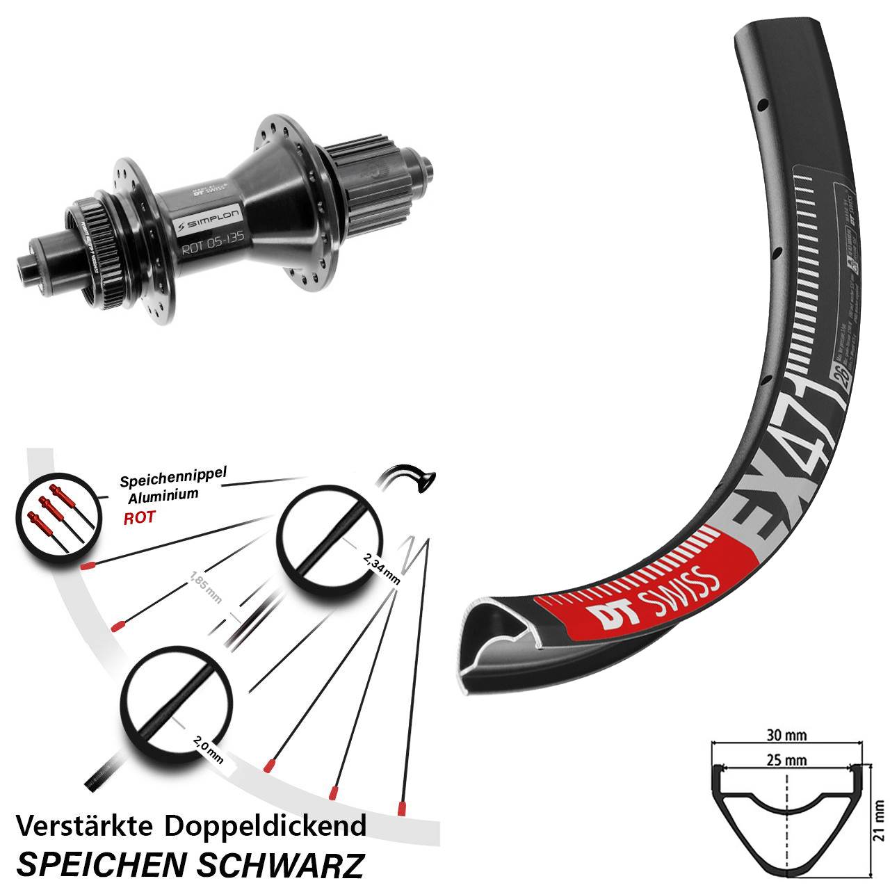 Disc Laufrad 29 Zoll DT Swiss EX471-370 Hybrid Shimano Micro Spline QR