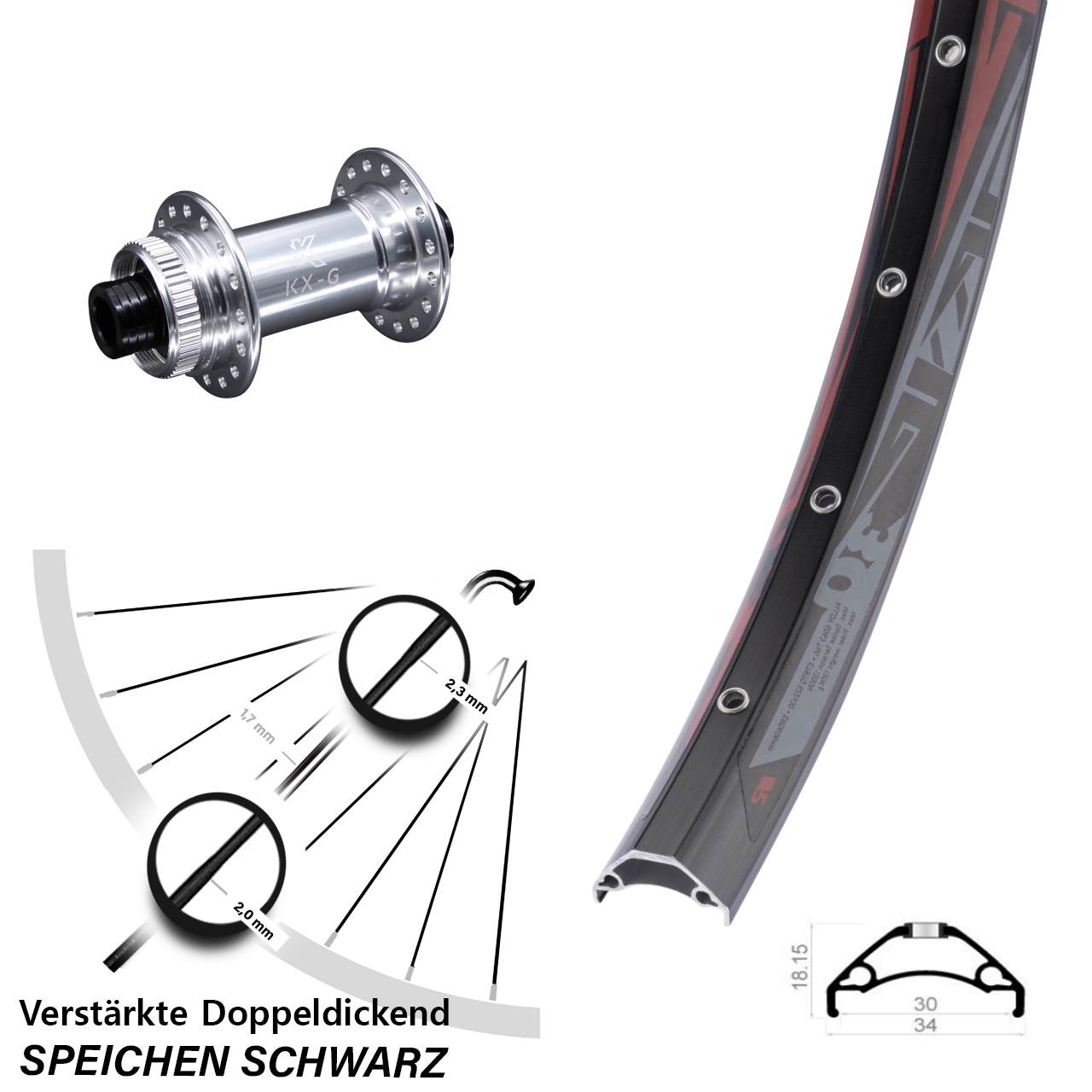 Disc Laufrad 29 Zoll Rodi TRYP 30 KX-G 15x100