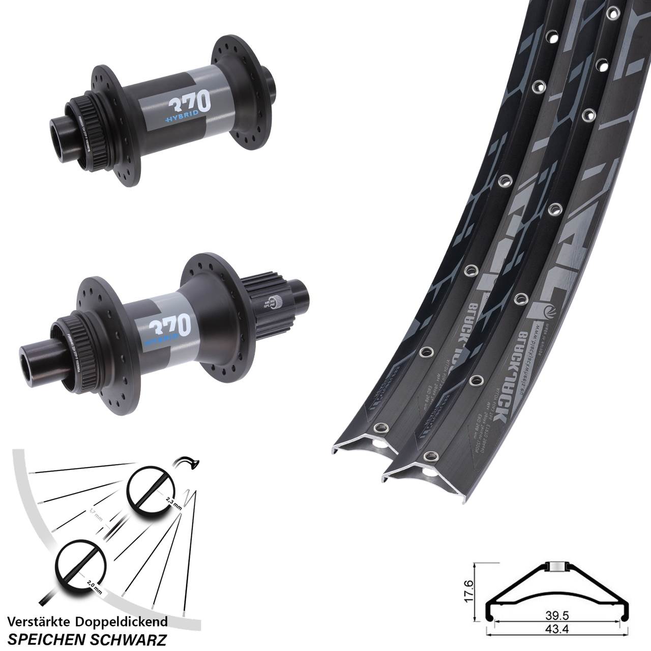 Rodi Ready 40 DT Swiss 370 Hybrid 27,5 Zoll Laufradsatz 15x110 12x148 Micro Spline