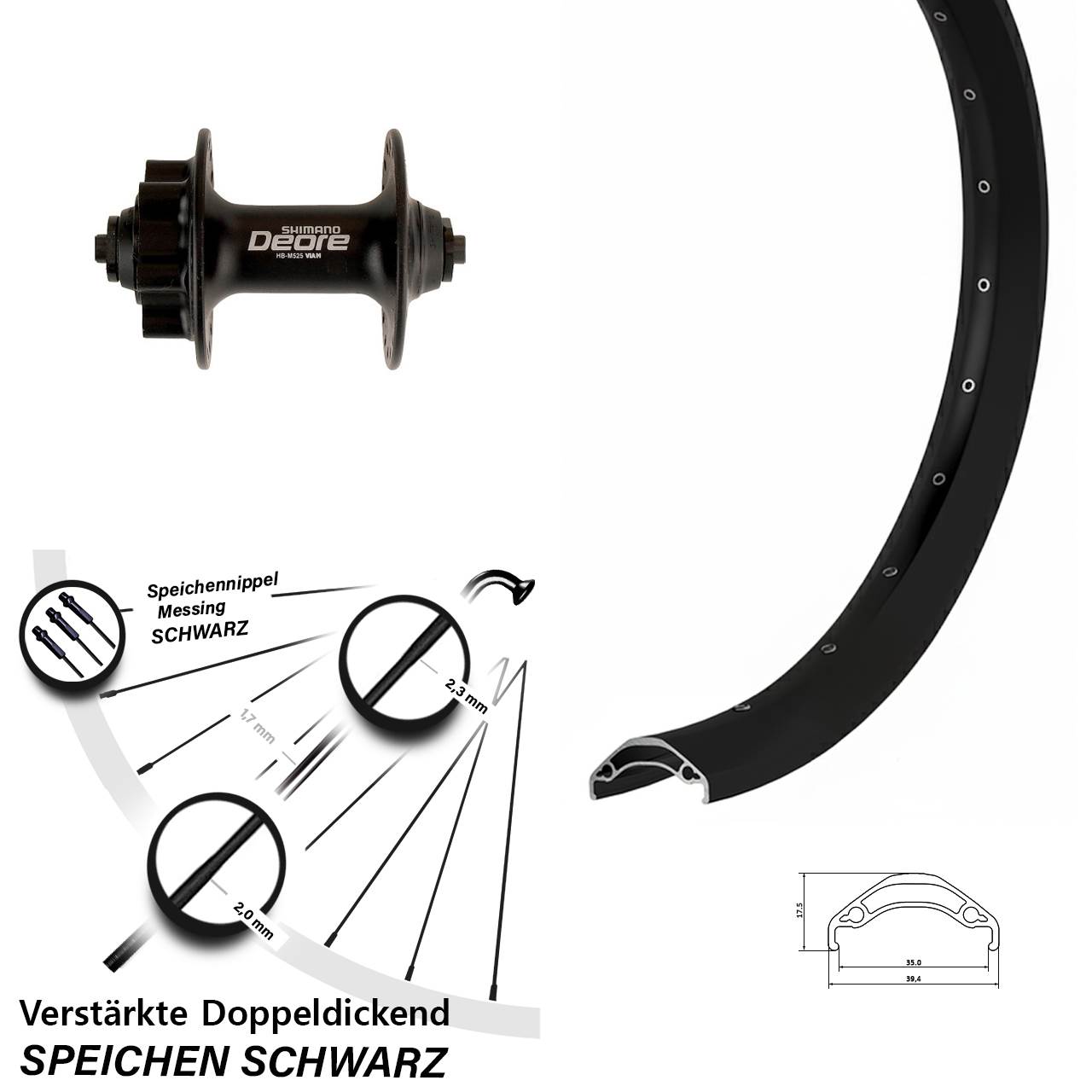Ryde Disc 35 Shimano Deore HB-M525 29 Zoll Disc Vorderrad QR
