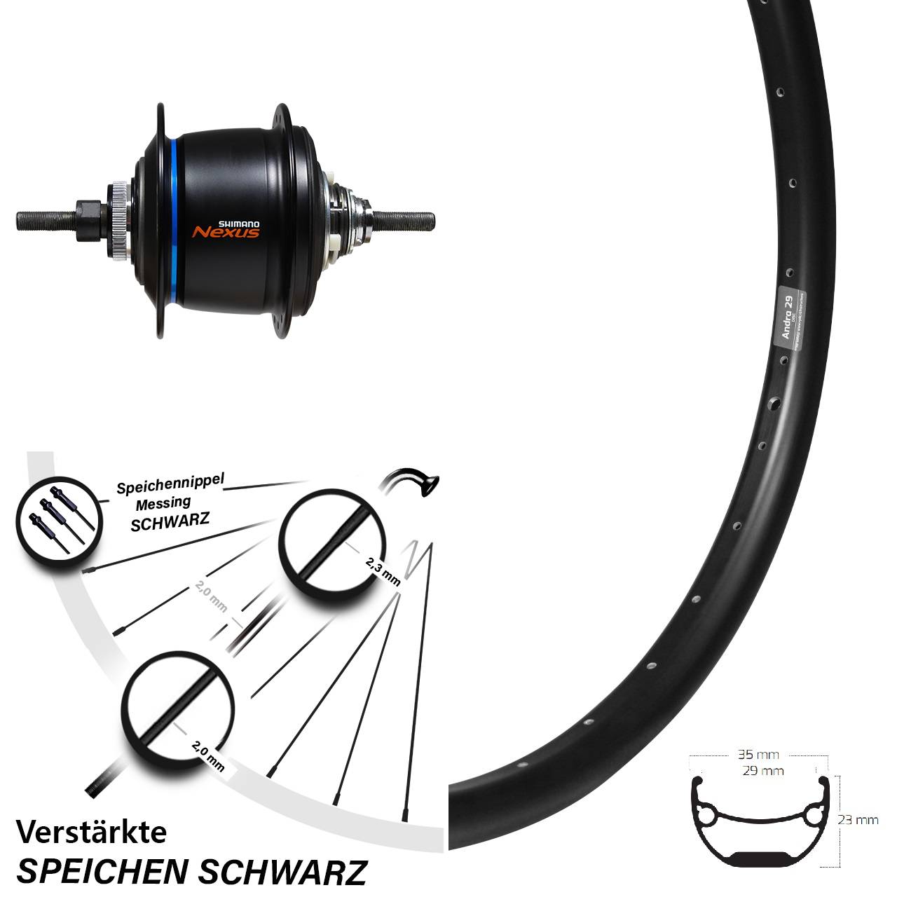 Ryde Andra 29 Zoll Shimano 8 Gang Di2 E-Bike Hinterrad