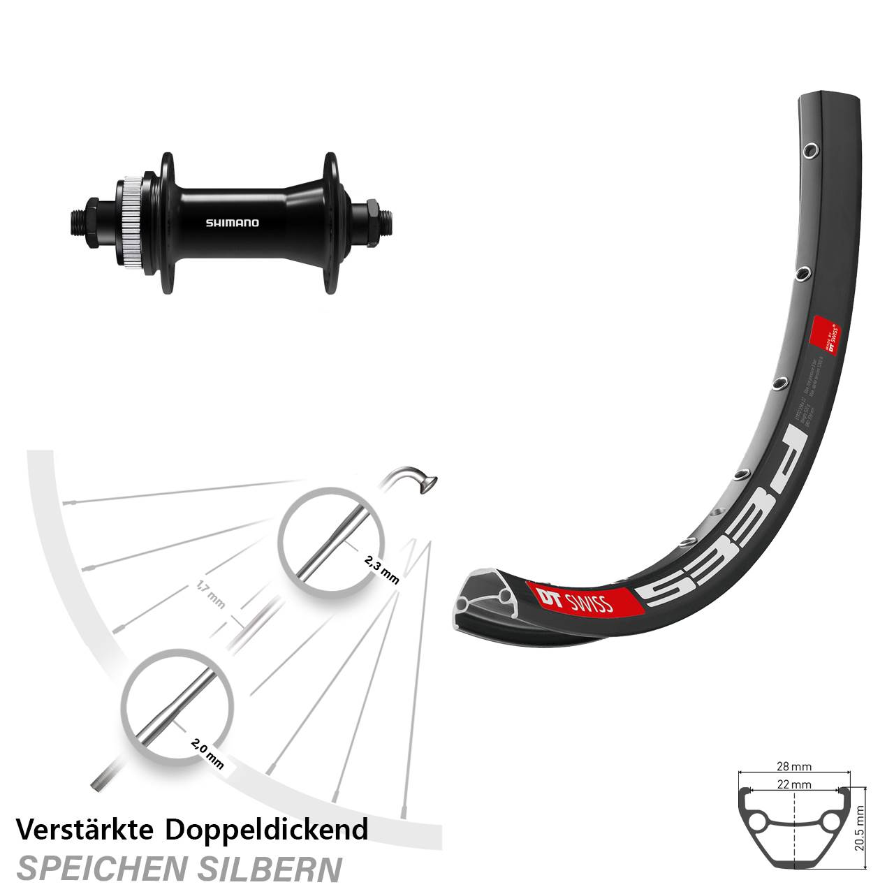 Disc Vorderrad für Schnellspanner 26 Zoll DT Swiss 533 D Shimano HB-QC400