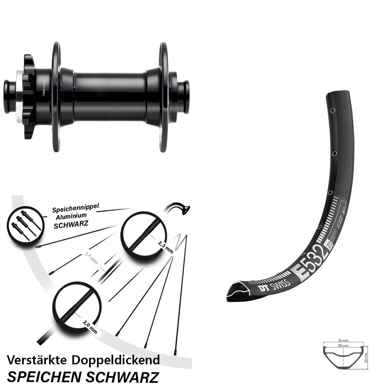 DT Swiss E532 Novatec D341 27,5 Zoll 6-Loch Vorderrad 15x110 Boost