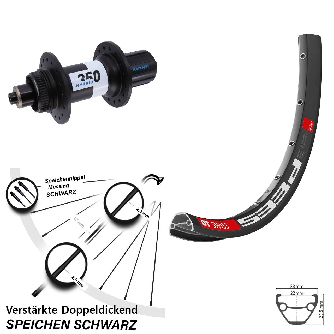 Centerlock Hinterrad 27,5 Zoll DT Swiss 533d Hybrid 350 8-11 fach QR Boost