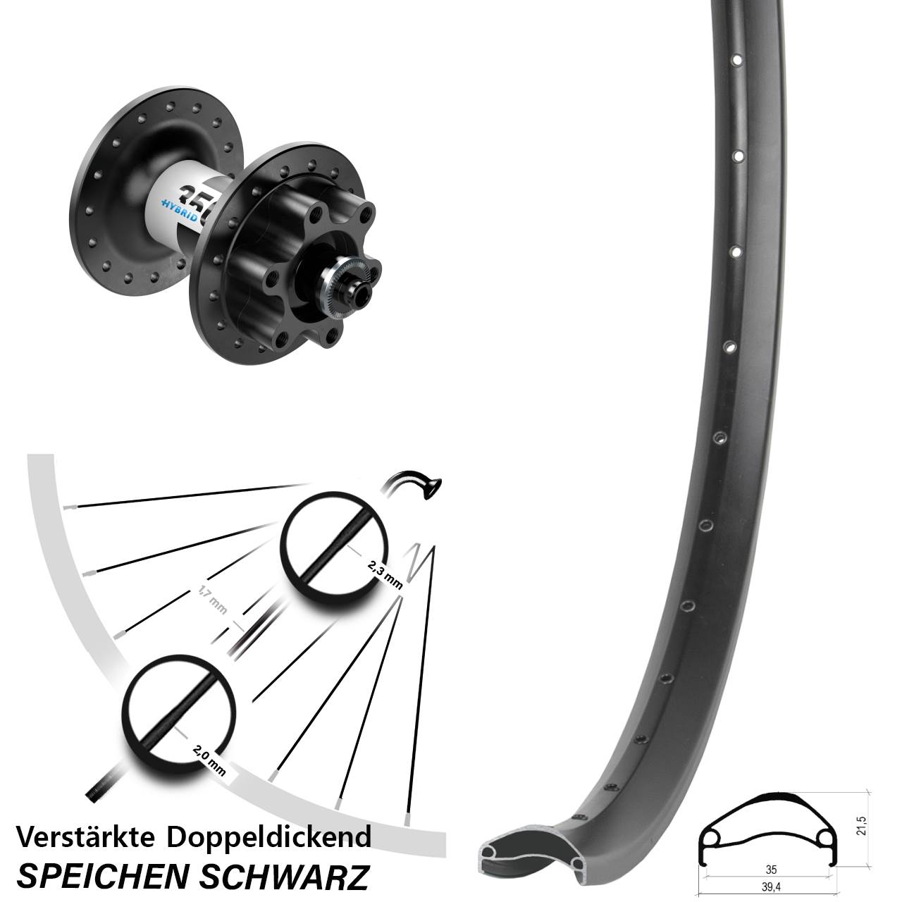 29 Zoll Ambrosio E35 DT Swiss 350 Hybrid Disc Laufrad QR