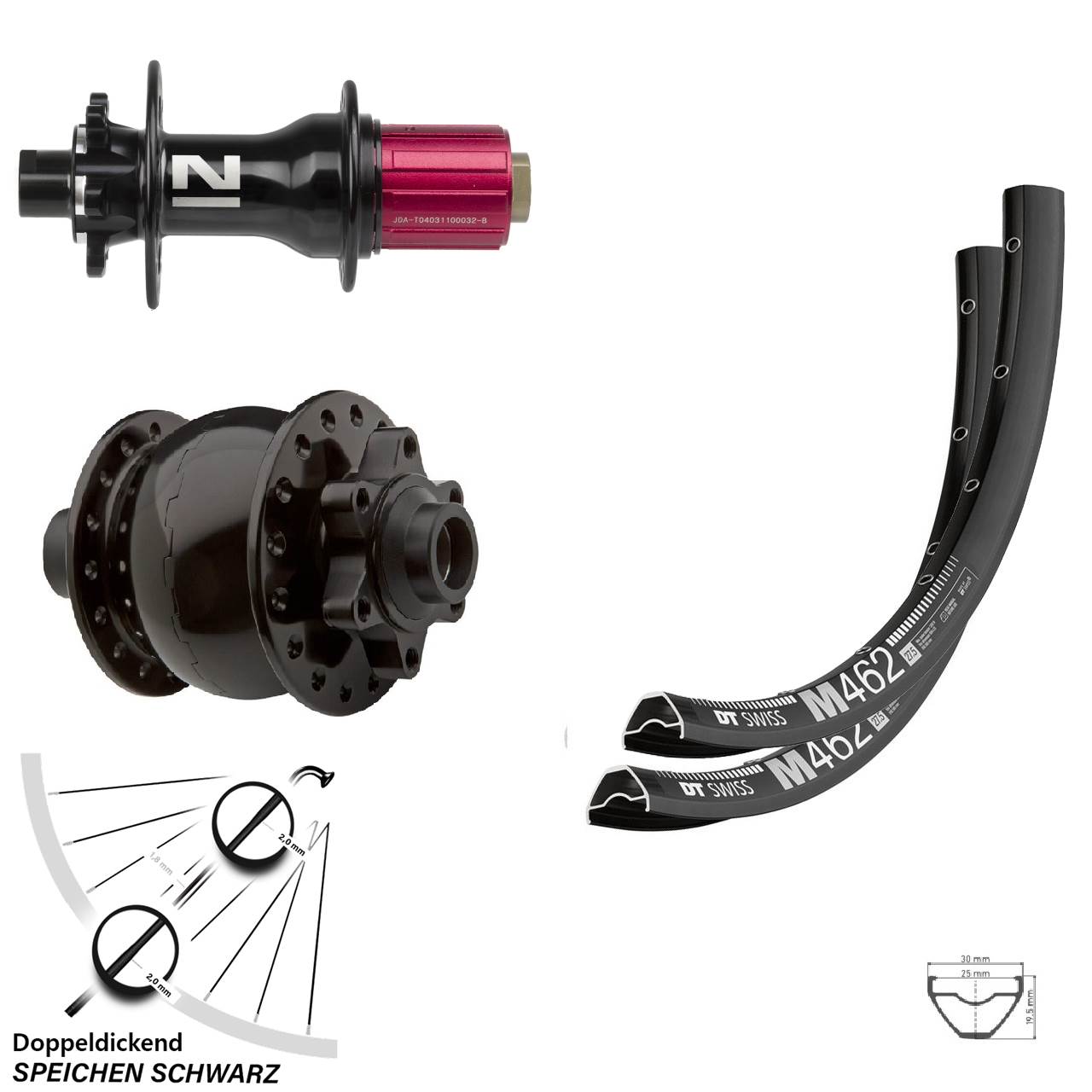Disc Laufrad-Satz 29 Zoll DT Swiss M462 Novatec D792 SON 28 8-12 fach HG 15x100 12x142