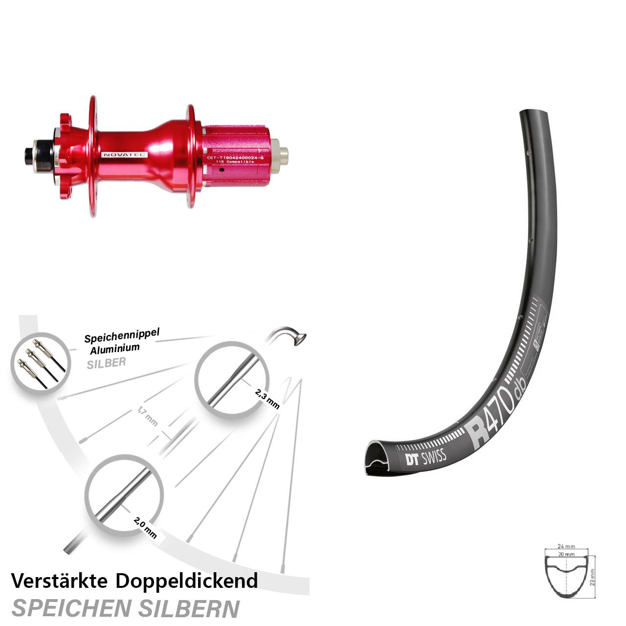 Disc Hinterrad 28 Zoll DT Swiss R 470 Novatec D792 8-12 fach QR