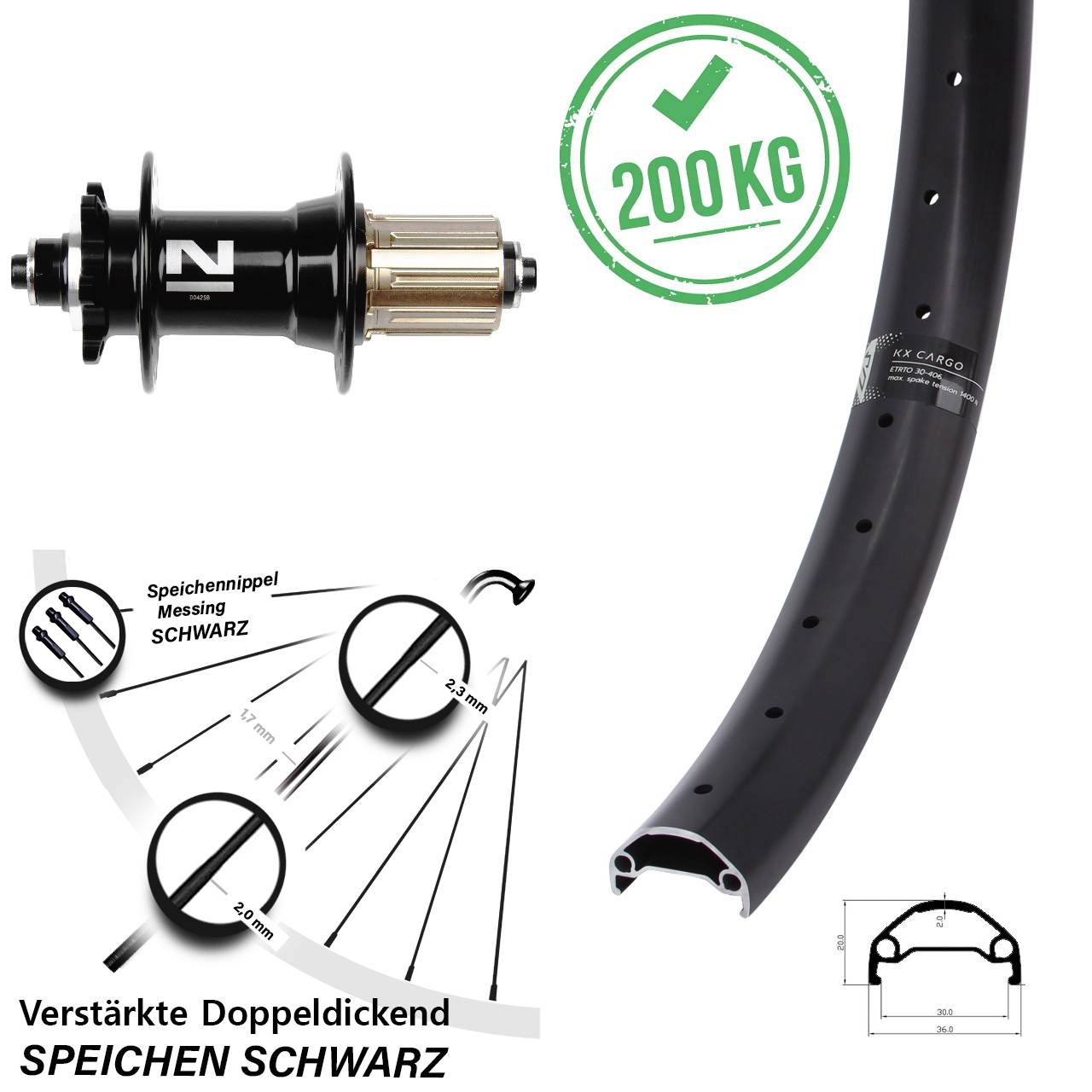 Disc Hinterrad 26 Zoll KX Cargo Novatec D-042 SB 8-11 fach QR