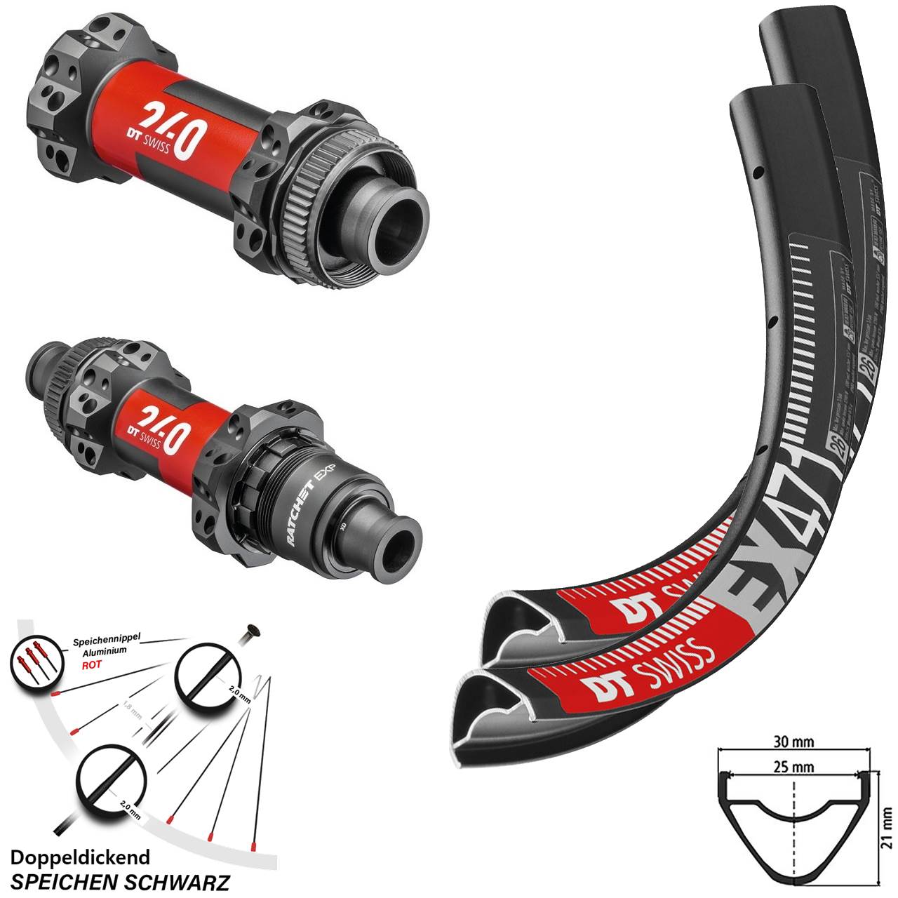 EX 471 DT Swiss Laufradsatz 240 EXP Centerlock Steckachse Straightpull Sram XD 27,5 Zoll