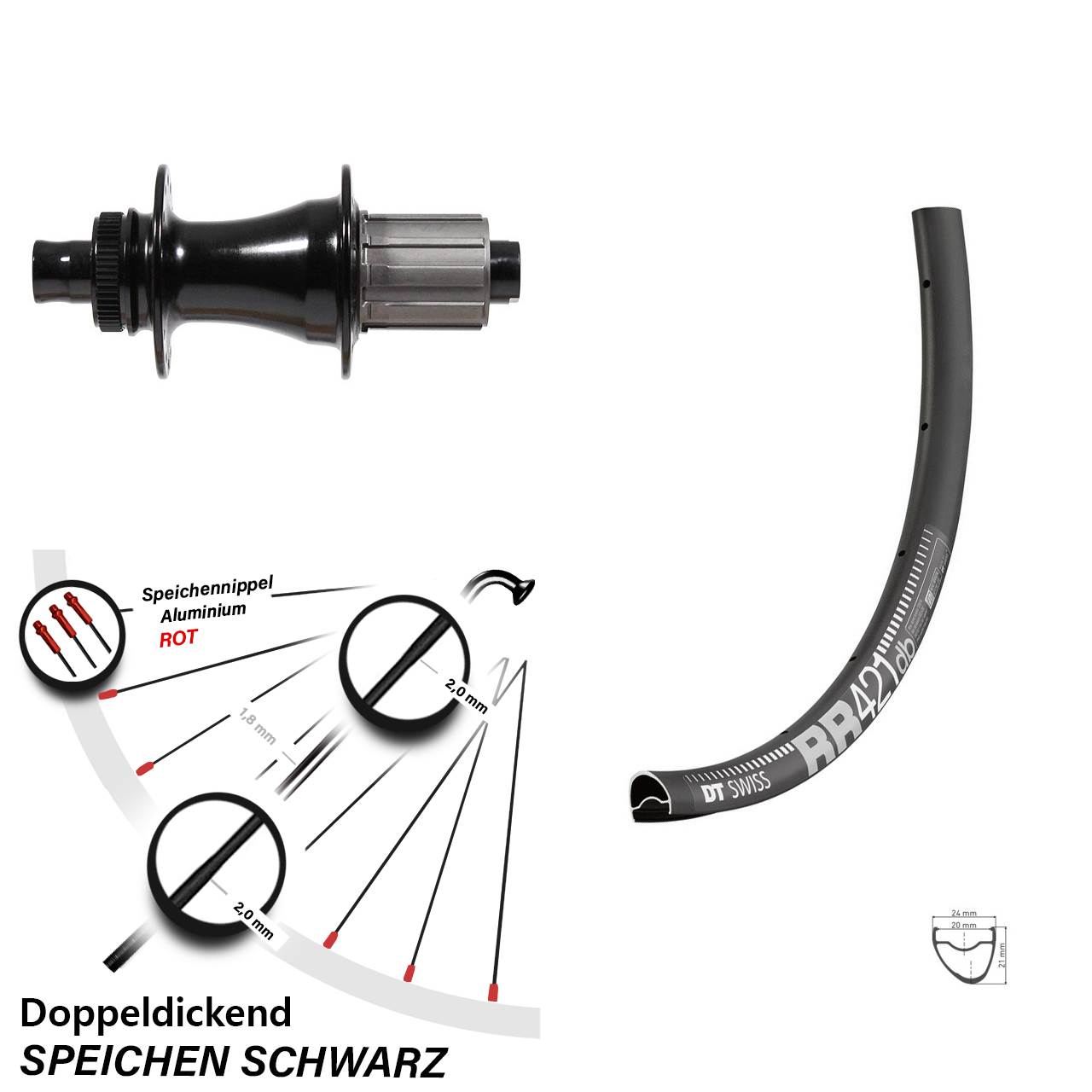 28 Zoll Hinteres Rad DT Swiss RR 421 DB mit Formula CL-142S 8-11 fach
