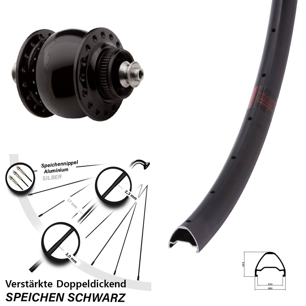 Disc Laufrad mit Nabendynamo QR 28 Zoll KX Clue SON delux