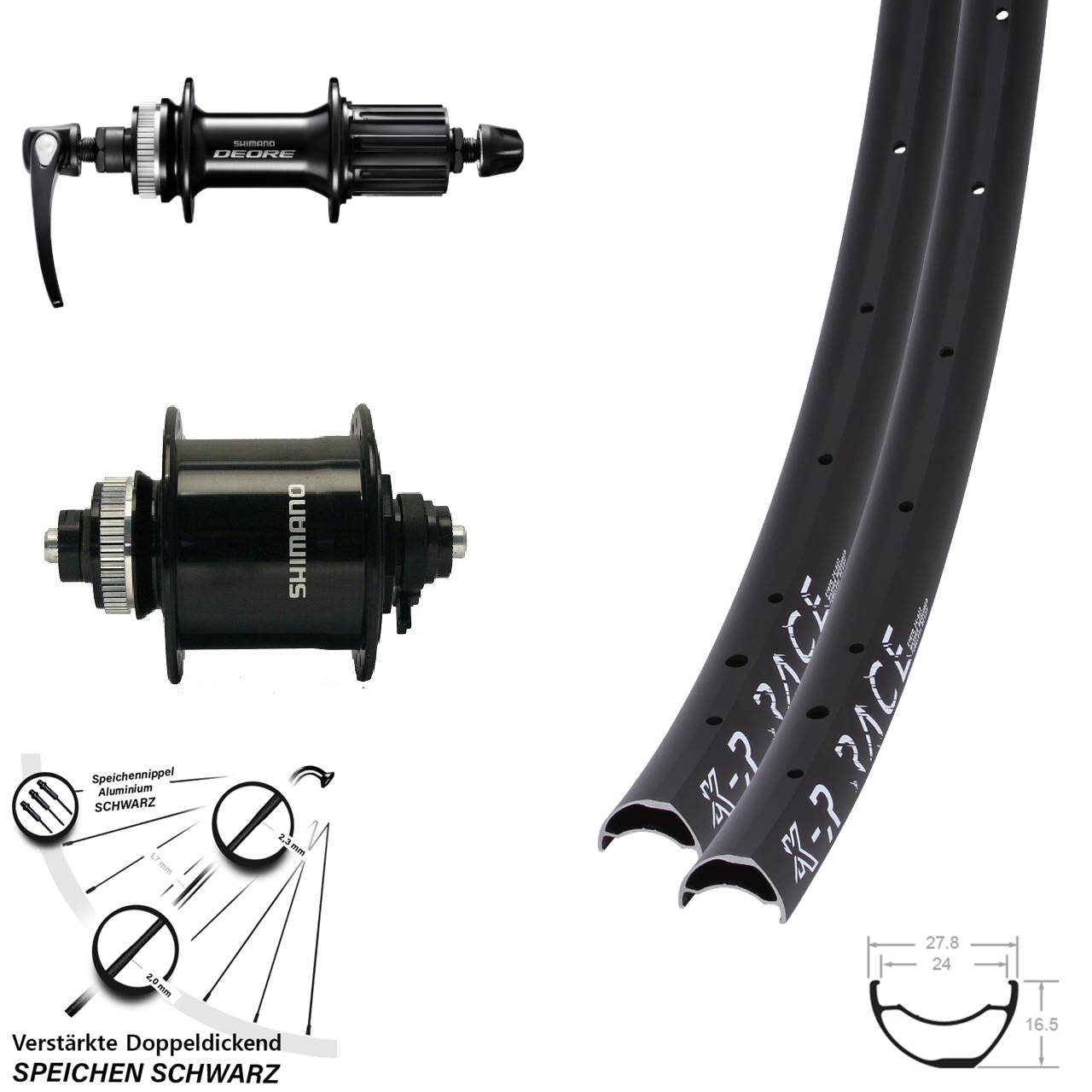 28-29 Zoll KX-R Race Shimano DH-UR700 Shimano FH-M6000 Disc Laufradsatz QR 8-11 fach