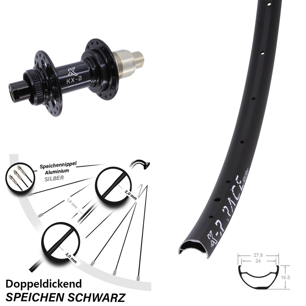 KXR-B Race Hinterrad Centerlock 12x148 Boost XD