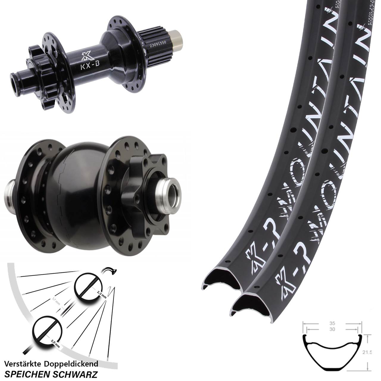 Laufradsatz 6-Loch 29 Zoll KX-BR Mountain SON 28 Micro Spline 12x110/148 Boost