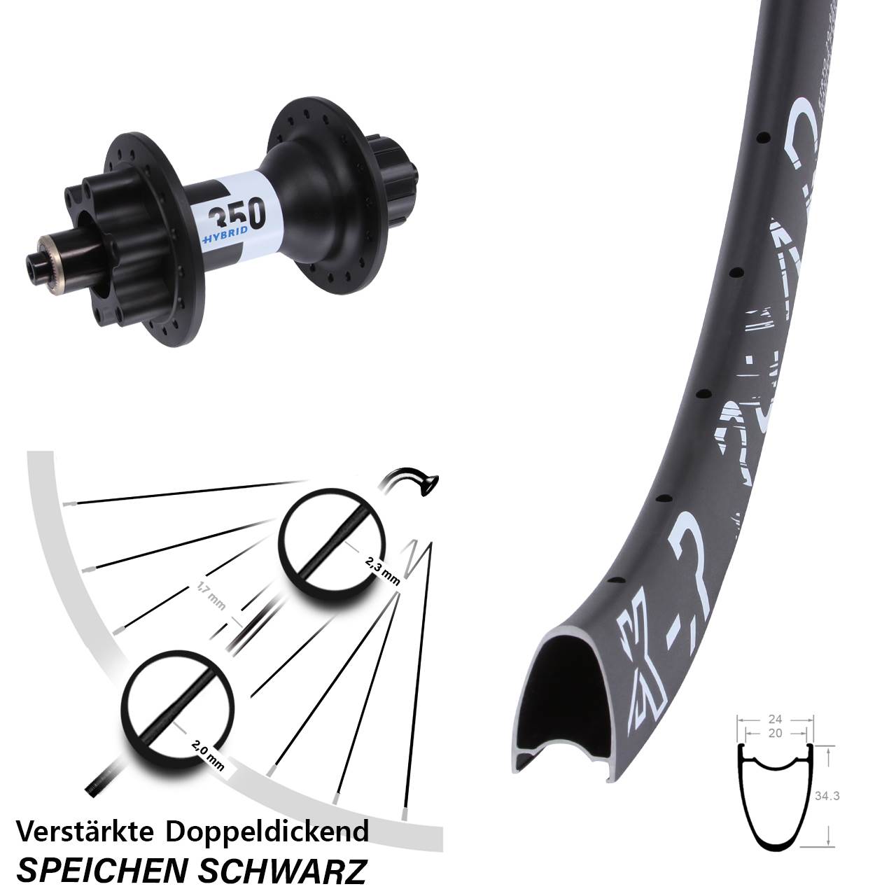 29 Zoll Hinterrad KX-R Road DT Swiss 350 Hybrid 6-Loch 5/135 Singlespeed