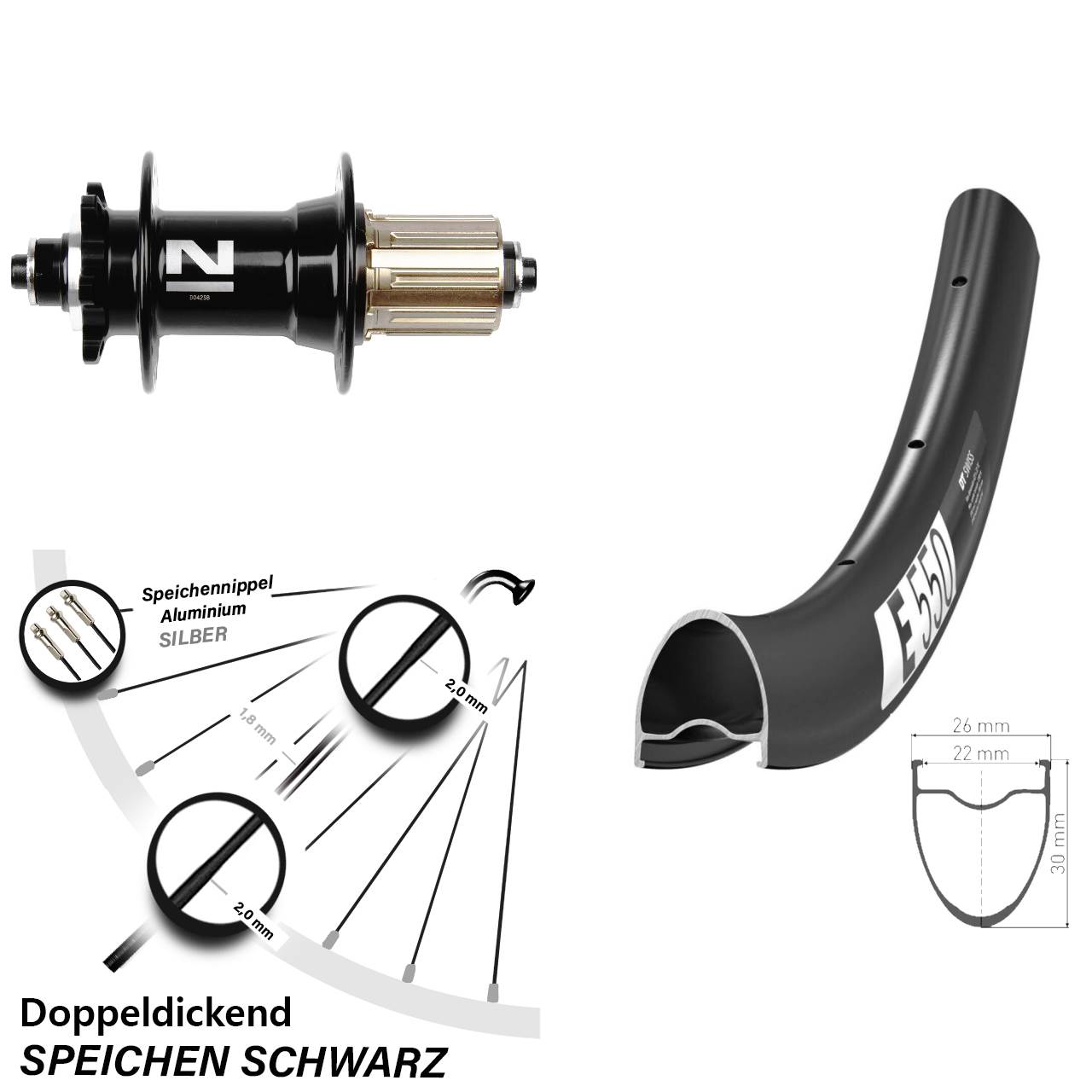 28 Zoll Hinterrad QR DT Swiss E550 Novatec D042 8-11 fach 6-Loch
