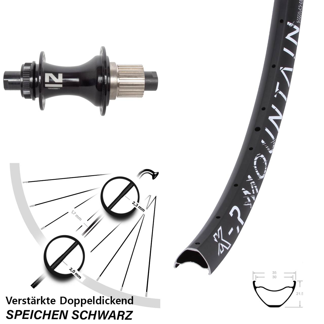 Centerlock Hinterrad 12x148 29 Zoll KX-R Mountain Novatec D462SB Micro Spline