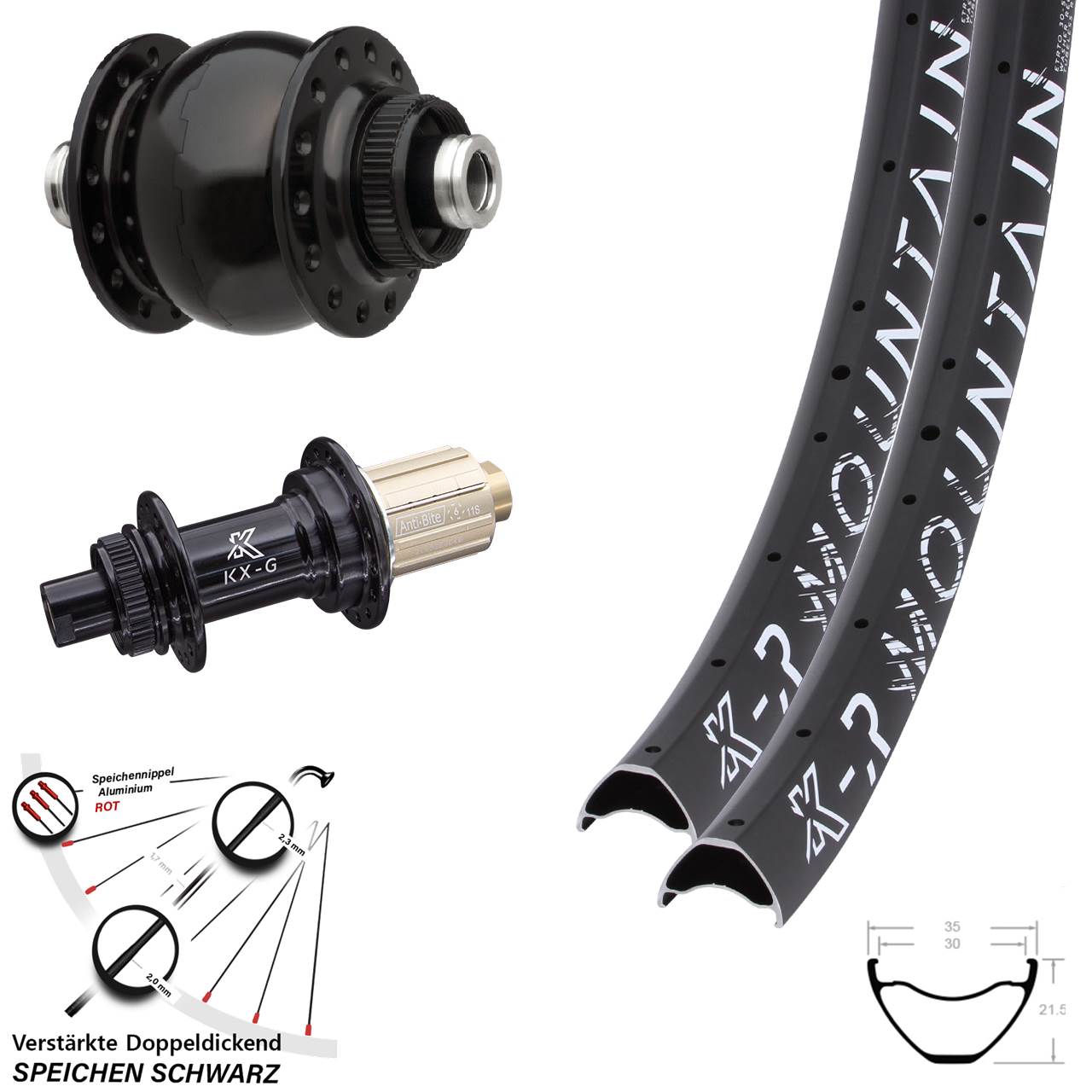 KX-GR Mountain SONdelux 27,5 Zoll Centerlock Laufradsatz 12x100/142 8-12 fach