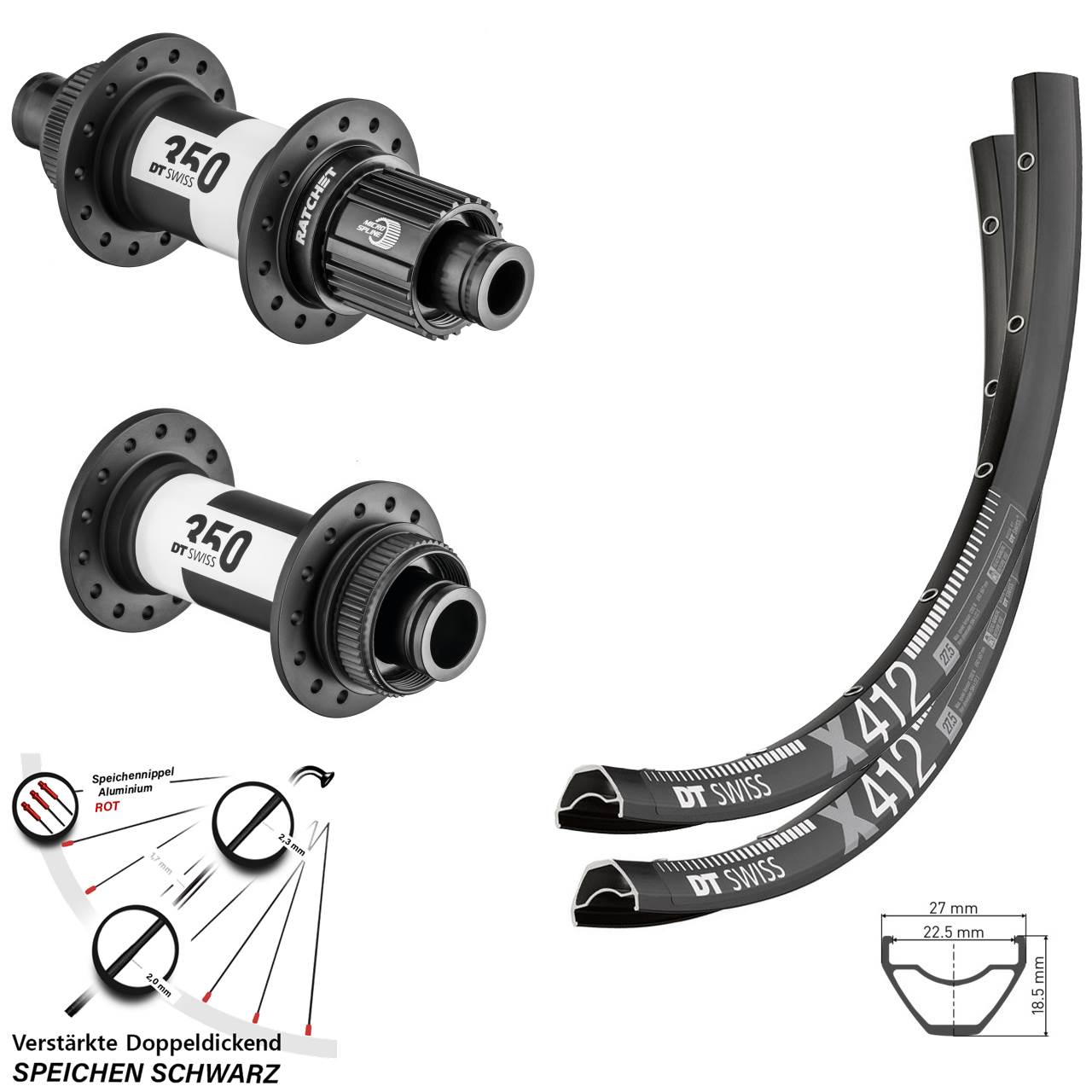 Disc Laufrad-Satz 15x110 12x148 29 Zoll DT Swiss X412-350 Shimano Micro Spline