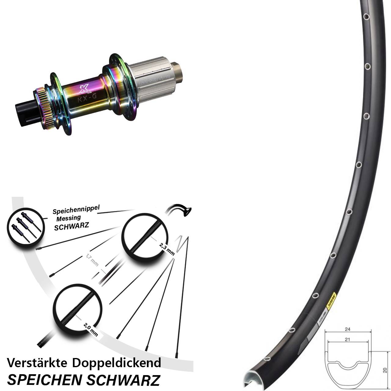 Hinterrad 29 Zoll Mavic XC621 KX-G Centerlock Oilslick HG 8-12 fach 12x142