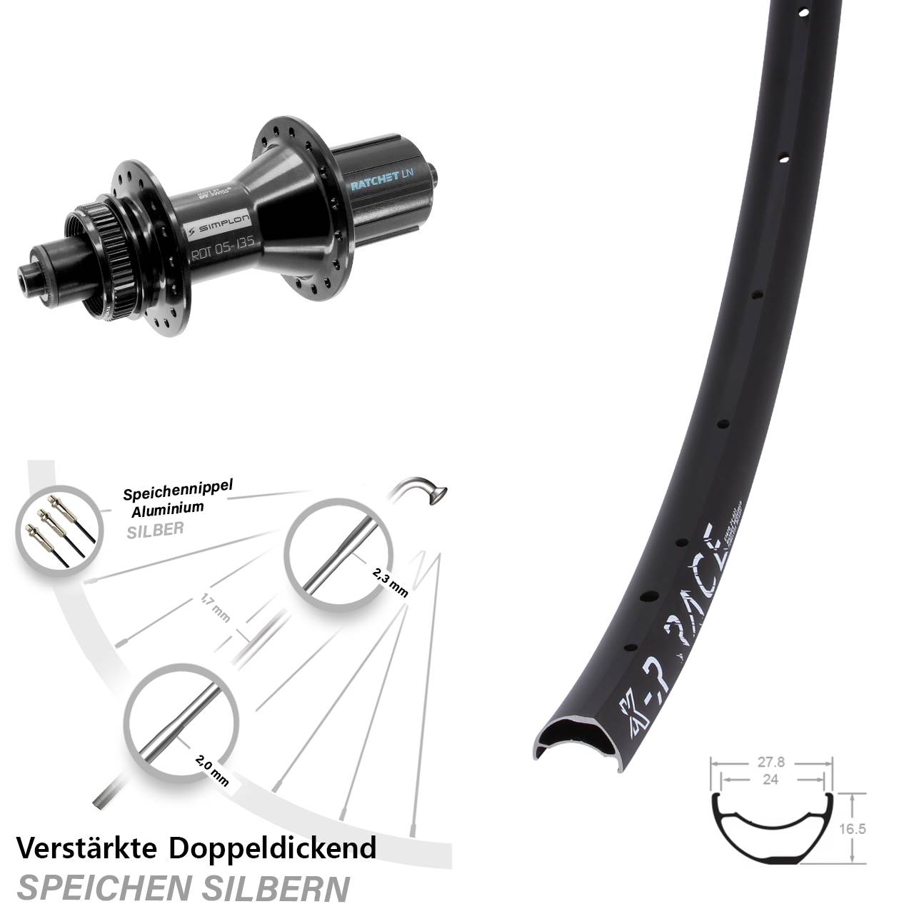 Hinterrad Centerlock 28-29 Zoll KX-R Race DT Swiss 370 Hybrid 8-11 fach QR