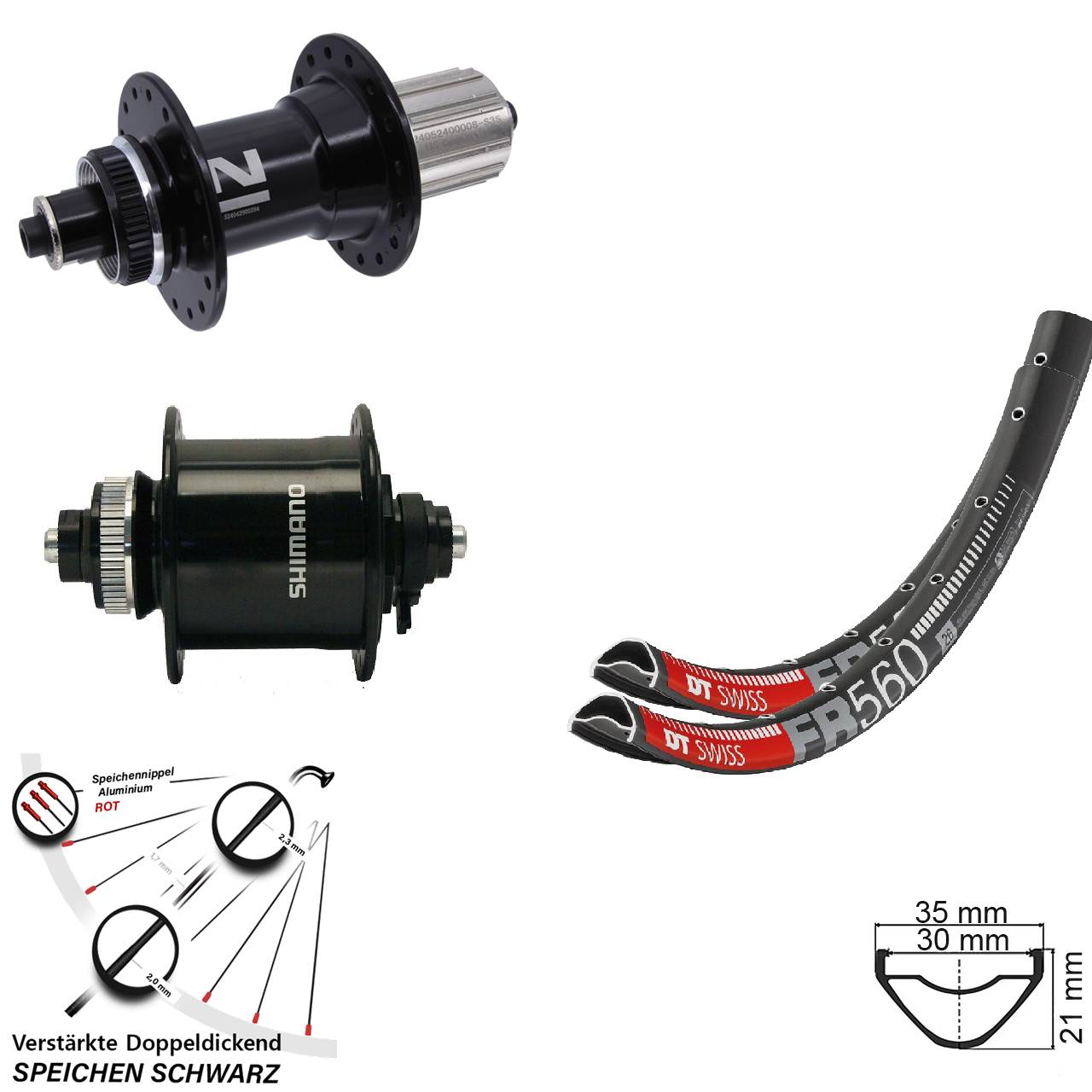 26 Zoll DT Swiss FR560 Novatec D042SB Shimano DH-UR700 Disc Laufradsatz QR 8-12 fach