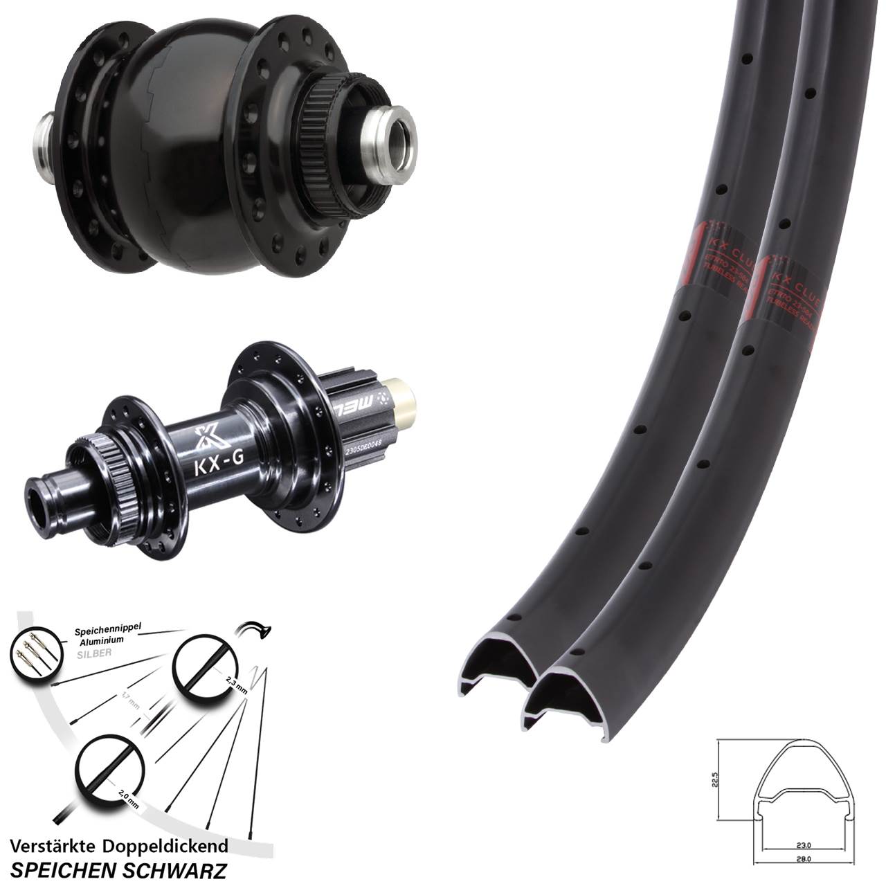 28 Zoll KX-G Clue SON 28 Disc Laufrad-Satz 12x100/142 Campa N3W