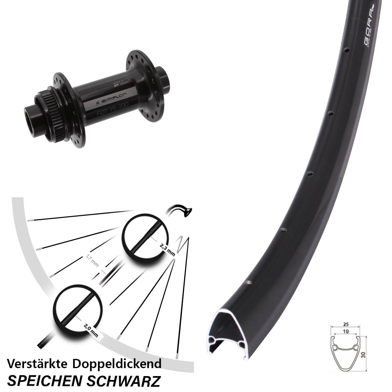 Gora Plus DT Swiss 370 28 Zoll Vorderrad Centerlock 15x100