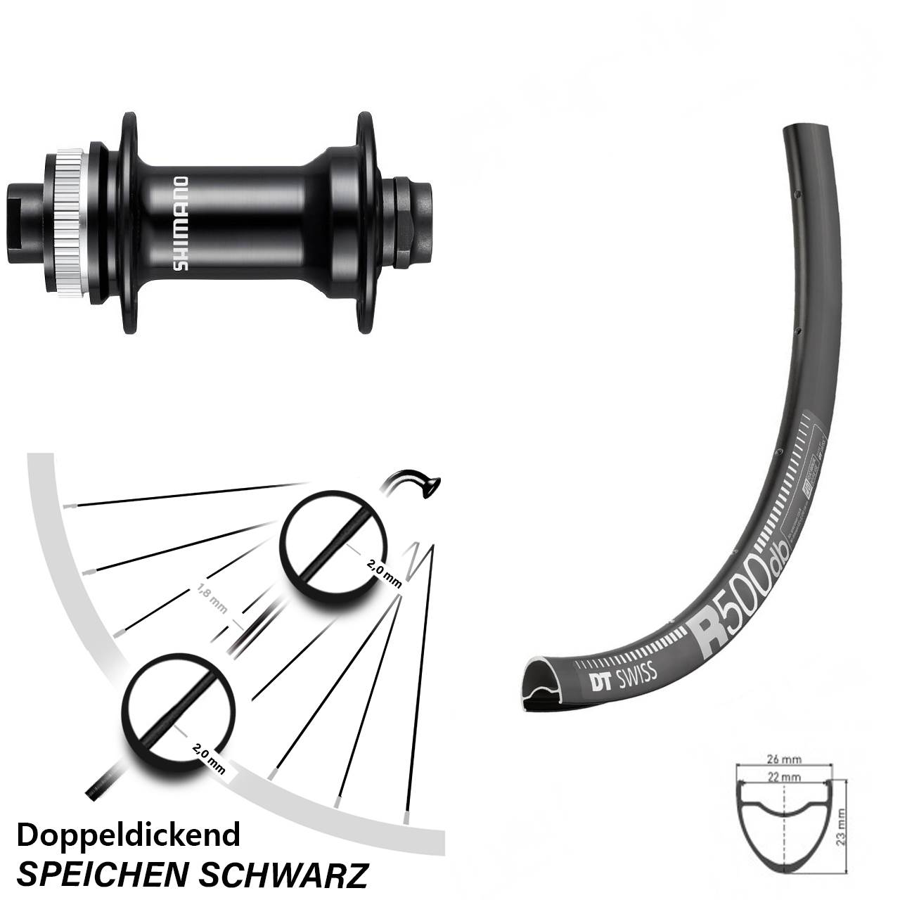 Vorderrad 28 Zoll DT Swiss R 500 DB Disc Shimano HB-RS470