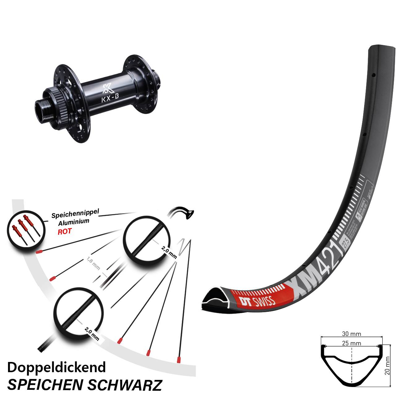 Disc Laufrad 29 Zoll DT Swiss XM421 KX-B 15x110 Boost