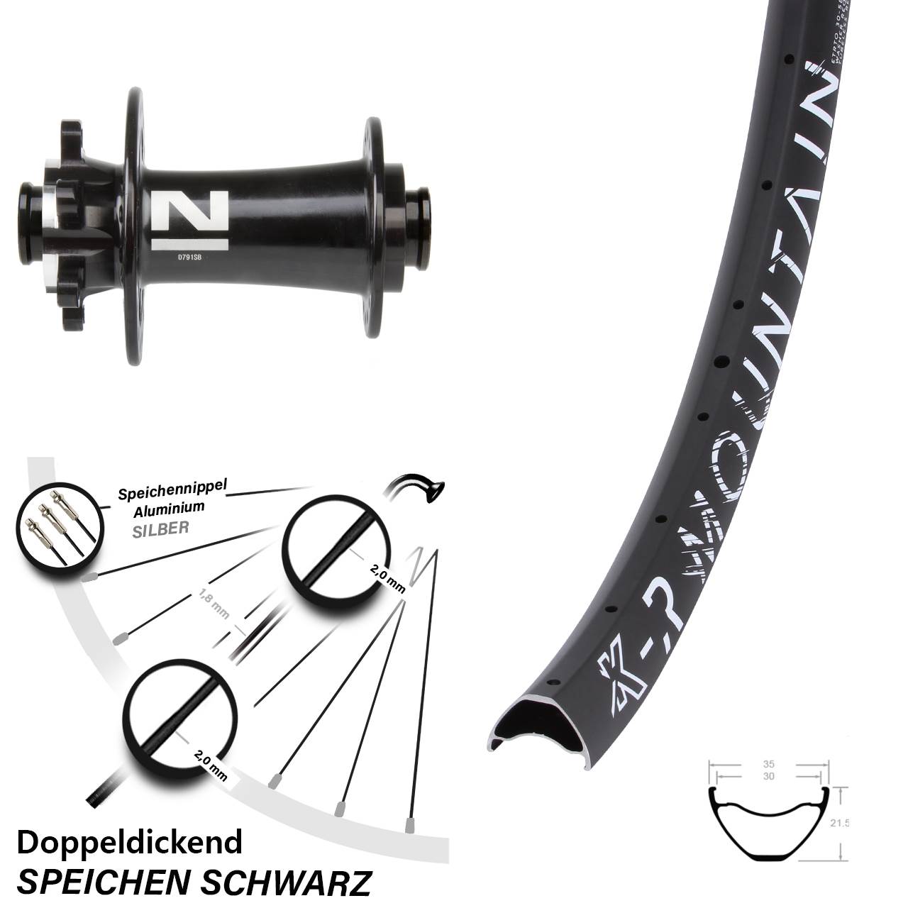 KX-R Mountain Novatec D791 27,5 Zoll Disc Vorderrad 15x100