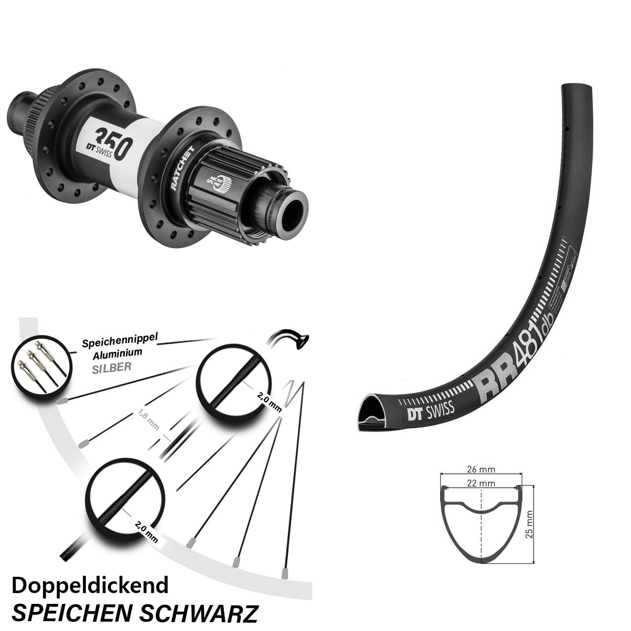 Centerlock Hinterrad 28 Zoll DT Swiss RR481-350 Shimano Micro Spline 12x142